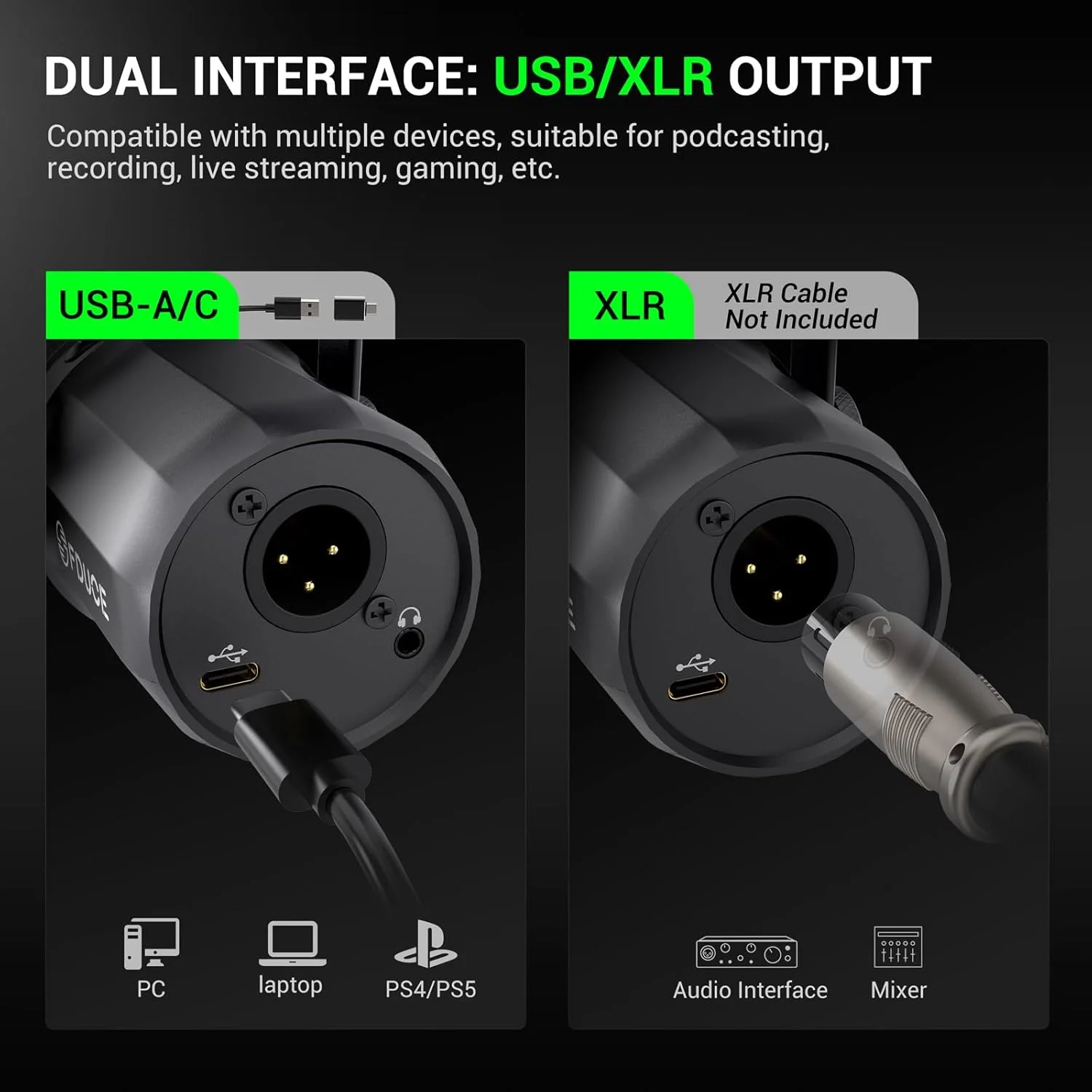 میکروفون دینامیک FDUCE مدل SL40+، میکروفون ضبط پادکست XLR/USB برای وکال، صداگذاری و استریمینگ، میکروفون استودیویی فلزی با دکمه قطع صدا، جک هدفون، کنترل حجم صدا و بازوی بوم میکروفون دینامیک FDUCE مدل SL40+، میکروفون ضبط پادکست XLR/USB برای وکال، صداگذاری و استریمینگ، میکروفون استودیویی فلزی با دکمه قطع صدا، جک هدفون، کنترل حجم صدا و بازوی بوم