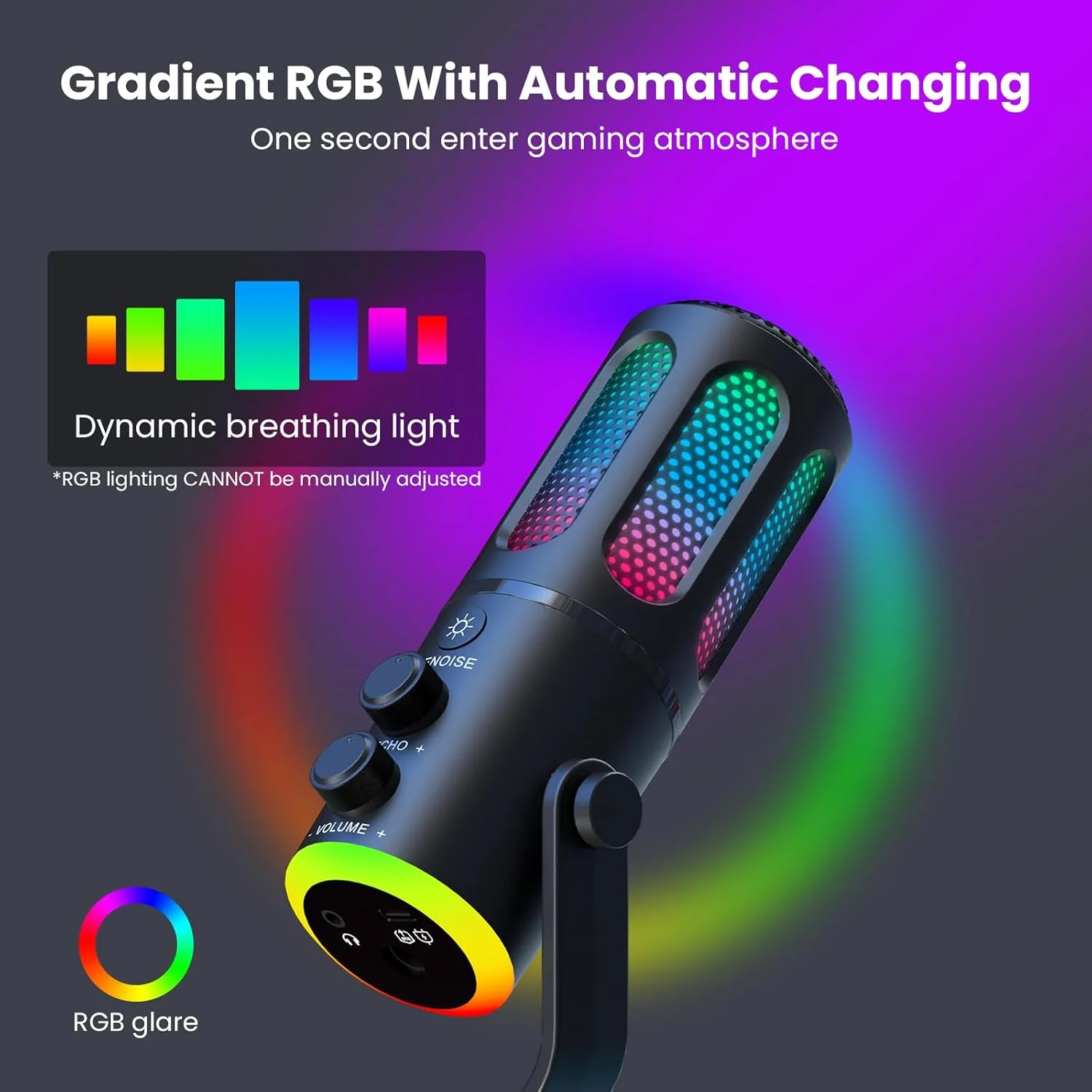 میکروفون USB RGB مدل TNW برای کامپیوتر، میکروفون کاندنسر USB گیمینگ برای ضبط پادکست و ویدیو با پایه رومیزی برای PS4، PS5، مک، تلفن همراه (سیمی K18، مشکی) میکروفون USB RGB مدل TNW برای کامپیوتر، میکروفون کاندنسر USB گیمینگ برای ضبط پادکست و ویدیو با پایه رومیزی برای PS4، PS5، مک، تلفن همراه (سیمی K18، مشکی)
