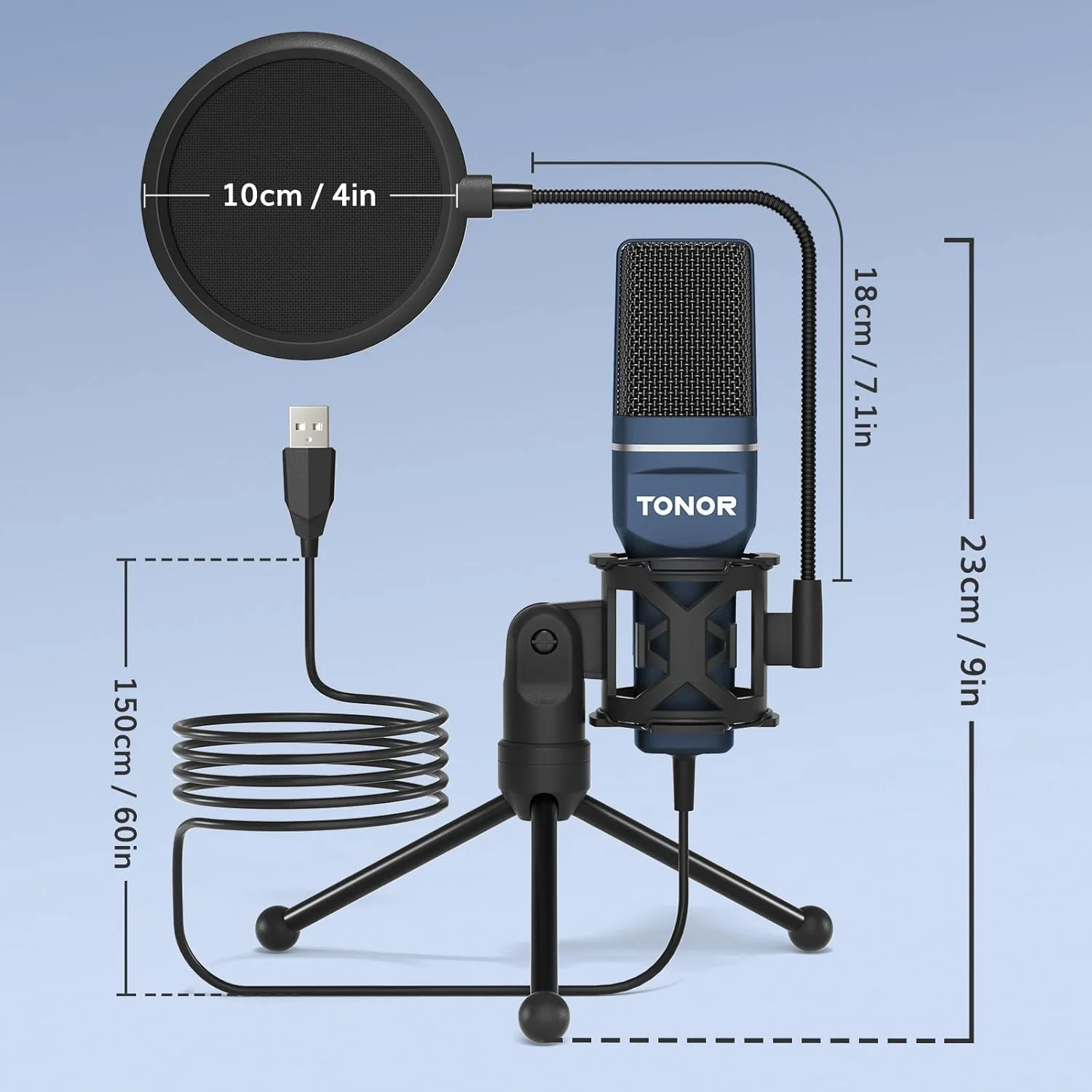 میکروفون کاندنسر کاردیوئید USB TONOR برای کامپیوتر، میکروفون با سه پایه و فیلتر ضد پاپ برای ضبط صدا و موسیقی، پادکست، استریمینگ، بازی برای لپ تاپ ویندوز میکروفون کاندنسر کاردیوئید USB TONOR برای کامپیوتر، میکروفون با سه پایه و فیلتر ضد پاپ برای ضبط صدا و موسیقی، پادکست، استریمینگ، بازی برای لپ تاپ ویندوز
