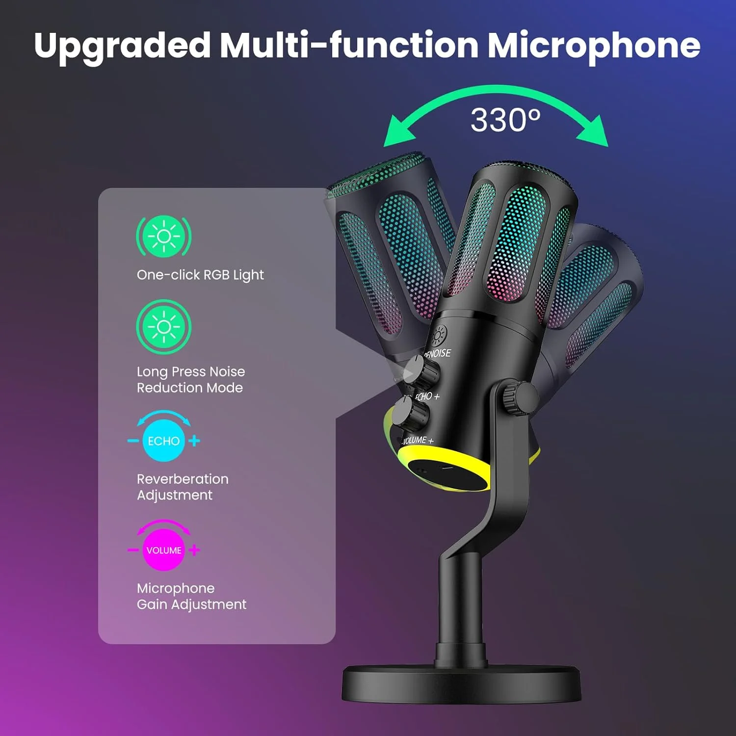میکروفون USB RGB مدل TNW برای کامپیوتر، میکروفون کاندنسر USB گیمینگ برای ضبط پادکست و ویدیو با پایه رومیزی برای PS4، PS5، مک، تلفن همراه (سیمی K18، مشکی) میکروفون USB RGB مدل TNW برای کامپیوتر، میکروفون کاندنسر USB گیمینگ برای ضبط پادکست و ویدیو با پایه رومیزی برای PS4، PS5، مک، تلفن همراه (سیمی K18، مشکی)