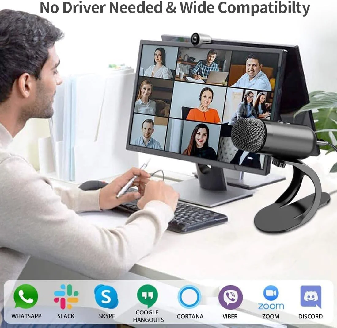میکروفون کامپیوتر USB، میکروفون پادکست کندانسور همه جهته برای ضبط و استریم، میکروفون رومیزی با دکمه قطع صدا و کنترل صدا، پایه Plug & Play برای PC، لپ تاپ، مک، یوتیوب میکروفون کامپیوتر USB، میکروفون پادکست کندانسور همه جهته برای ضبط و استریم، میکروفون رومیزی با دکمه قطع صدا و کنترل صدا، پایه Plug & Play برای PC، لپ تاپ، مک، یوتیوب