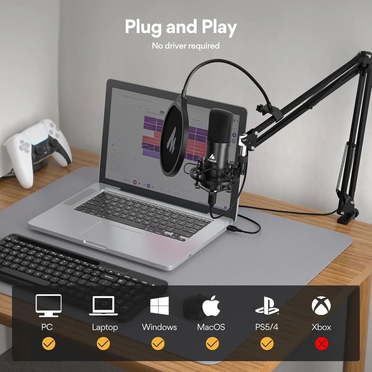 کیت میکروفون USB مائونو 192KHZ/24BIT مدل AU-A04، میکروفون کاندنسر کاردیوئید USB با قابلیت اتصال آسان، همراه با چیپست صدای حرفه ای برای کارائوکه، یوتیوب، و ضبط بازی کیت میکروفون USB مائونو 192KHZ/24BIT مدل AU-A04، میکروفون کاندنسر کاردیوئید USB با قابلیت اتصال آسان، همراه با چیپست صدای حرفه ای برای کارائوکه، یوتیوب، و ضبط بازی