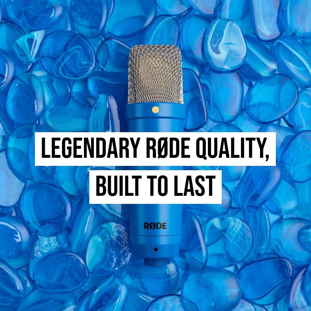 میکروفون کاندنسر دیافراگم بزرگ RØDE NT1 Signature Series به همراه لرزهگیر، پاپ فیلتر و کابل XLR برای تولید موسیقی، ضبط وکال، استریم و پادکست (کبالت) میکروفون کاندنسر دیافراگم بزرگ RØDE NT1 Signature Series به همراه لرزهگیر، پاپ فیلتر و کابل XLR برای تولید موسیقی، ضبط وکال، استریم و پادکست (کبالت)