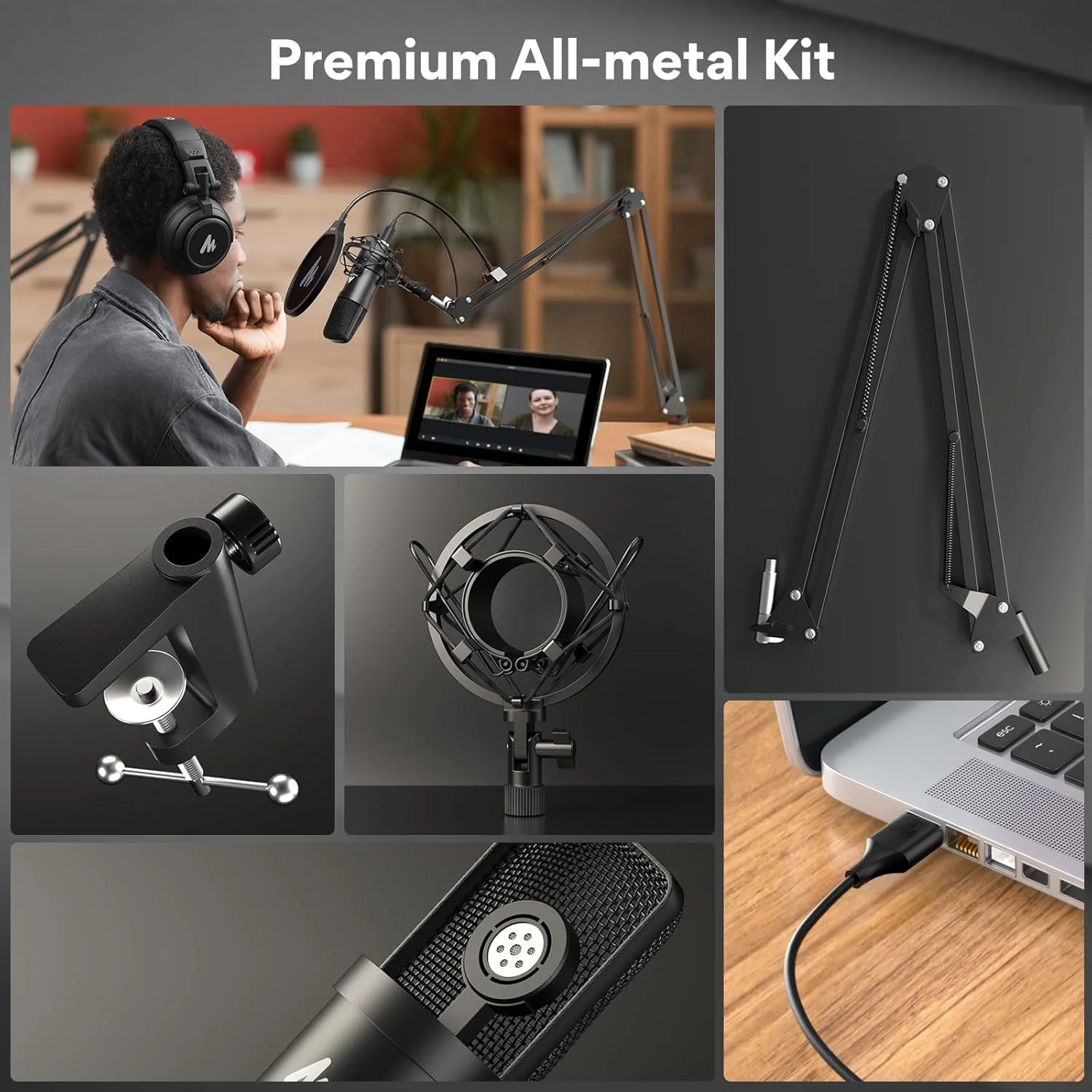 کیت میکروفون USB مائونو 192KHZ/24BIT مدل AU-A04، میکروفون کاندنسر کاردیوئید USB با قابلیت اتصال آسان، همراه با چیپست صدای حرفه ای برای کارائوکه، یوتیوب، و ضبط بازی کیت میکروفون USB مائونو 192KHZ/24BIT مدل AU-A04، میکروفون کاندنسر کاردیوئید USB با قابلیت اتصال آسان، همراه با چیپست صدای حرفه ای برای کارائوکه، یوتیوب، و ضبط بازی
