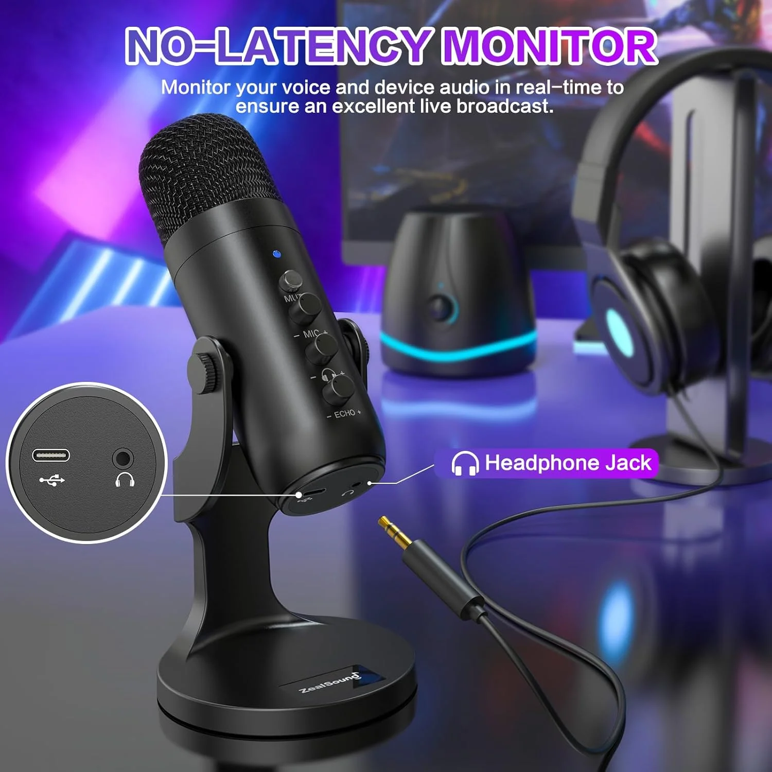 میکروفون گیمینگ USB ZealSound، میکروفون های کاندنسر کامپیوتر PC، میکروفون Plug&Play برای پادکست PS4/PS5 Vocal، یوتیوب در مک و ویندوز با کنترل افزایش میکروفون، قطع صدا، اکو، حذف نویز، جک هدفون، K66 مشکی میکروفون گیمینگ USB ZealSound، میکروفون های کاندنسر کامپیوتر PC، میکروفون Plug&Play برای پادکست PS4/PS5 Vocal، یوتیوب در مک و ویندوز با کنترل افزایش میکروفون، قطع صدا، اکو، حذف نویز، جک هدفون، K66 مشکی