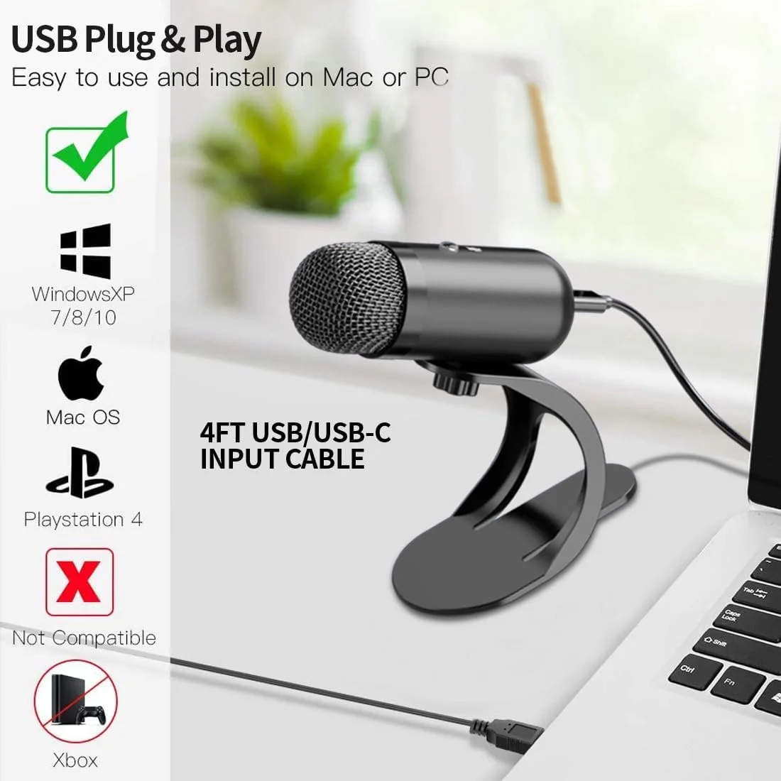 میکروفون کامپیوتر USB، میکروفون پادکست کندانسور همه جهته برای ضبط و استریم، میکروفون رومیزی با دکمه قطع صدا و کنترل صدا، پایه Plug & Play برای PC، لپ تاپ، مک، یوتیوب میکروفون کامپیوتر USB، میکروفون پادکست کندانسور همه جهته برای ضبط و استریم، میکروفون رومیزی با دکمه قطع صدا و کنترل صدا، پایه Plug & Play برای PC، لپ تاپ، مک، یوتیوب