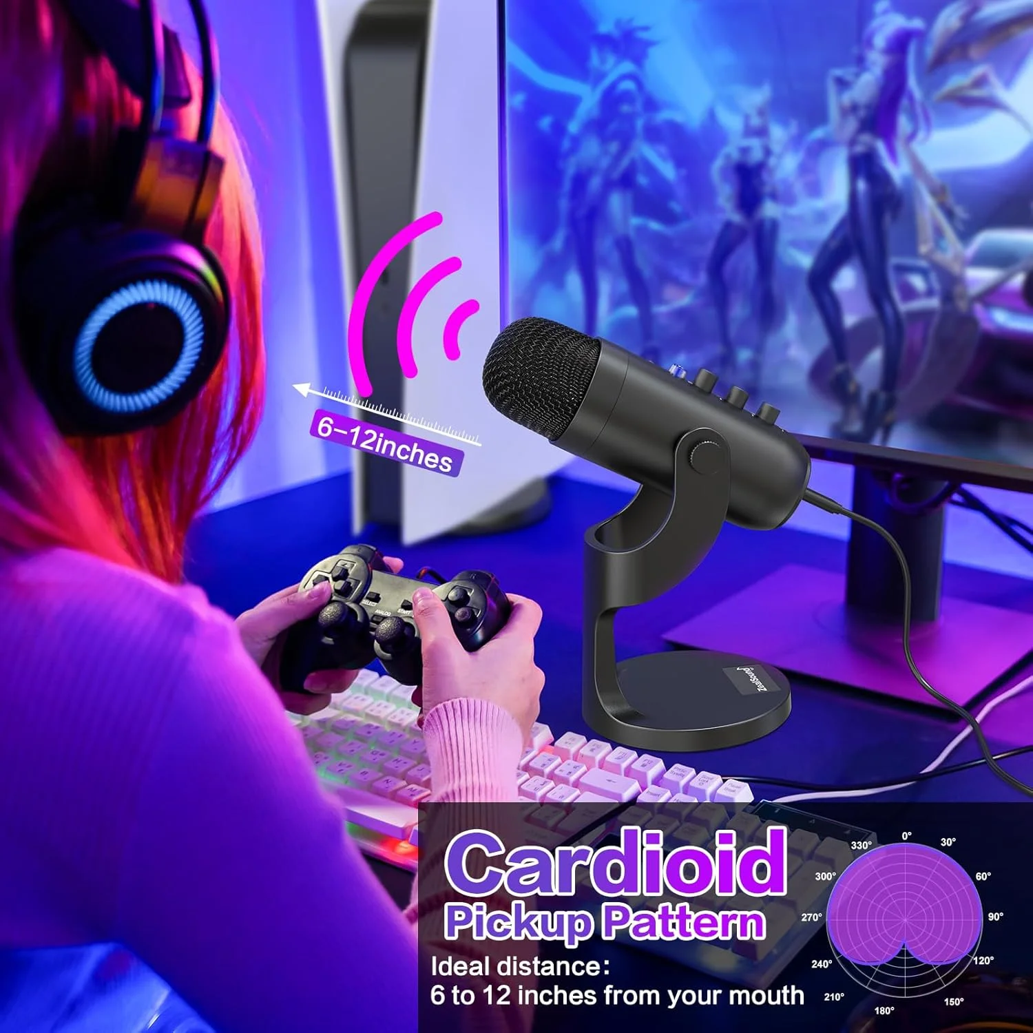 میکروفون گیمینگ USB ZealSound، میکروفون های کاندنسر کامپیوتر PC، میکروفون Plug&Play برای پادکست PS4/PS5 Vocal، یوتیوب در مک و ویندوز با کنترل افزایش میکروفون، قطع صدا، اکو، حذف نویز، جک هدفون، K66 مشکی میکروفون گیمینگ USB ZealSound، میکروفون های کاندنسر کامپیوتر PC، میکروفون Plug&Play برای پادکست PS4/PS5 Vocal، یوتیوب در مک و ویندوز با کنترل افزایش میکروفون، قطع صدا، اکو، حذف نویز، جک هدفون، K66 مشکی