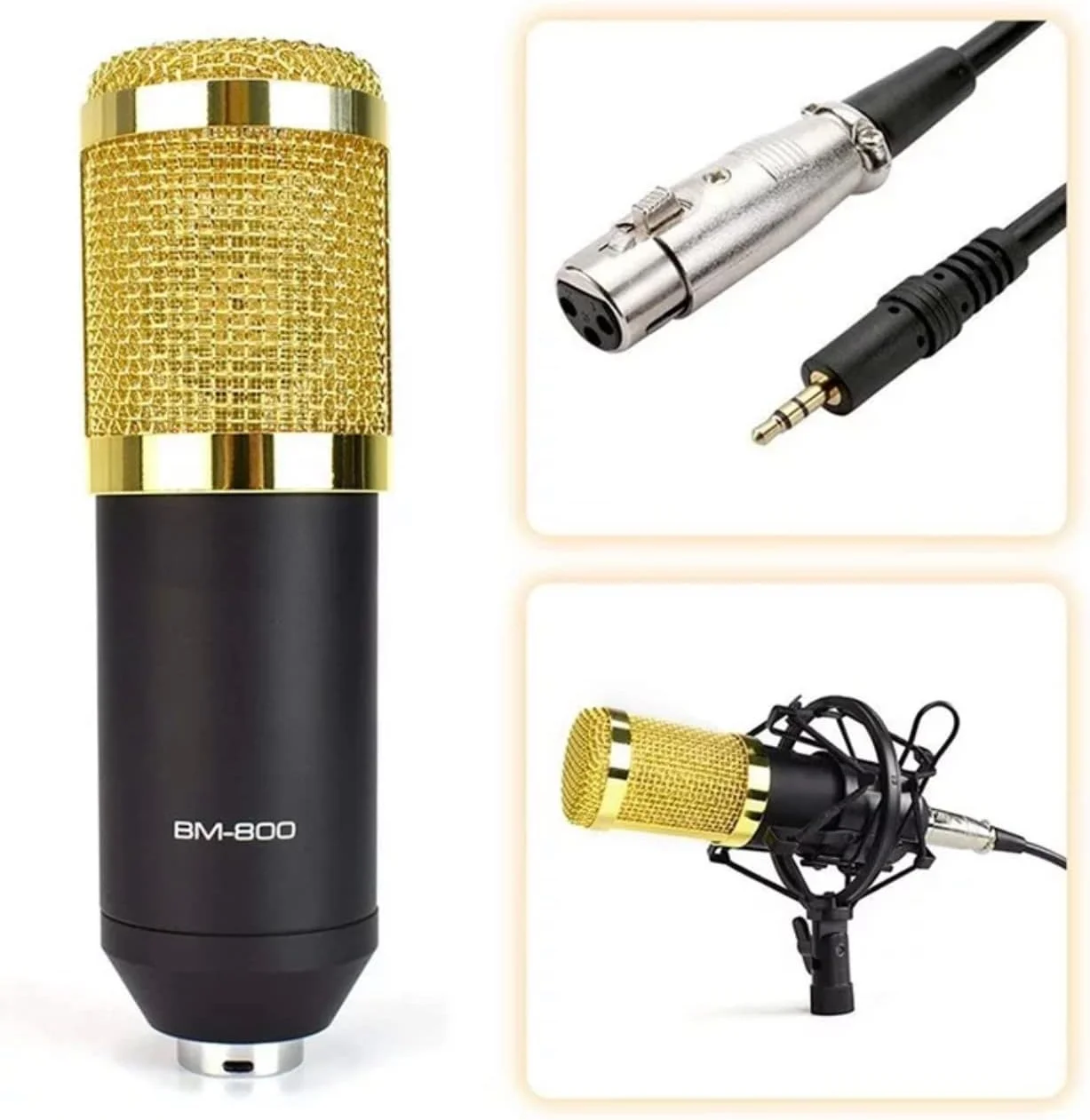 میکروفون کاندنسر حرفه ای BM800 به همراه کارت صدای V8 مناسب برای پخش زنده و وبکست - AUX میکروفون کاندنسر حرفه ای BM800 به همراه کارت صدای V8 مناسب برای پخش زنده و وبکست - AUX
