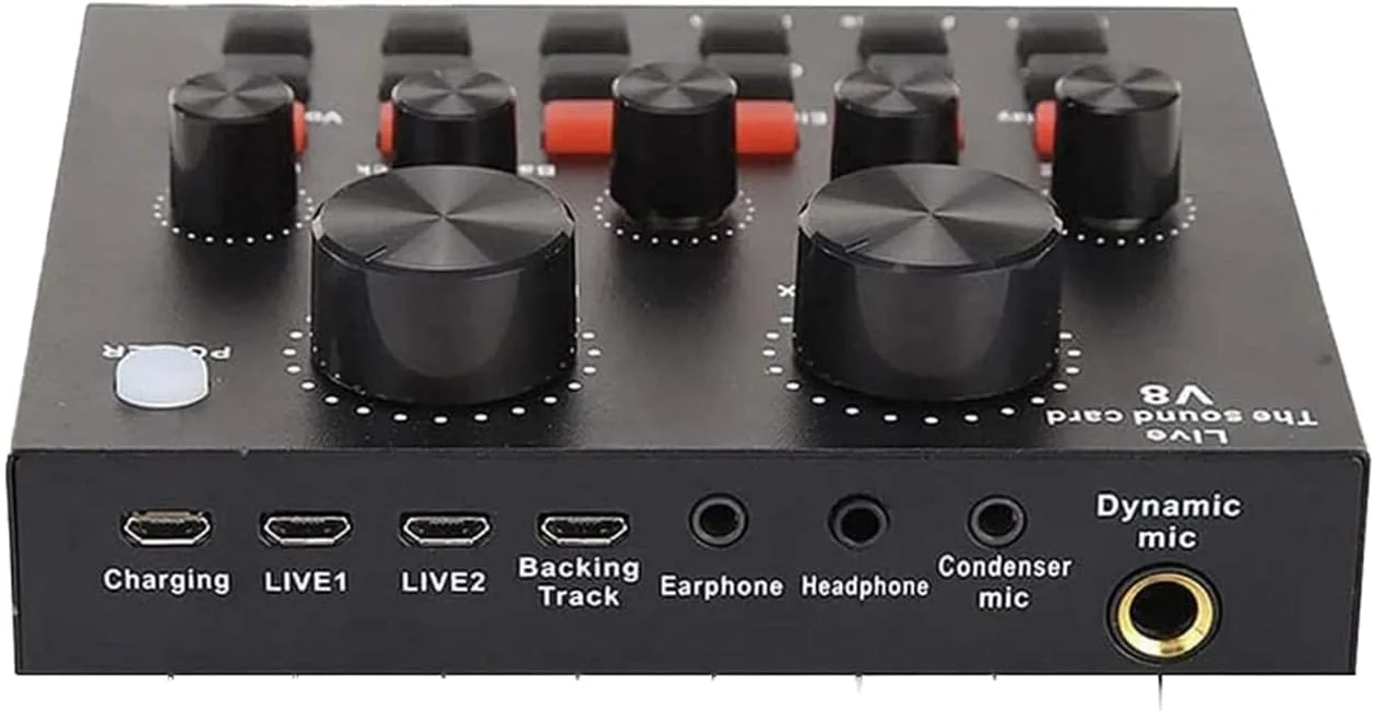 میکروفون کاندنسر حرفه ای BM800 به همراه کارت صدای V8 مناسب برای پخش زنده و وبکست - AUX میکروفون کاندنسر حرفه ای BM800 به همراه کارت صدای V8 مناسب برای پخش زنده و وبکست - AUX