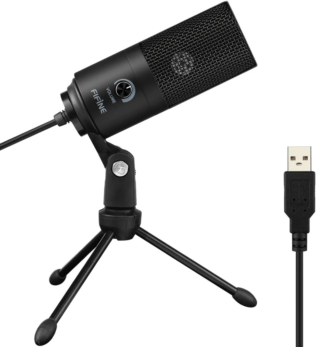 میکروفون USB کامپیوتر FIFINE، میکروفون کاندنسر ضبط صدا برای پادکست، میکروفون فلزی رومیزی استودیویی با دکمه تنظیم گین، سازگار با مک و ویندوز، مشکی مدل Studio Mic-K669B