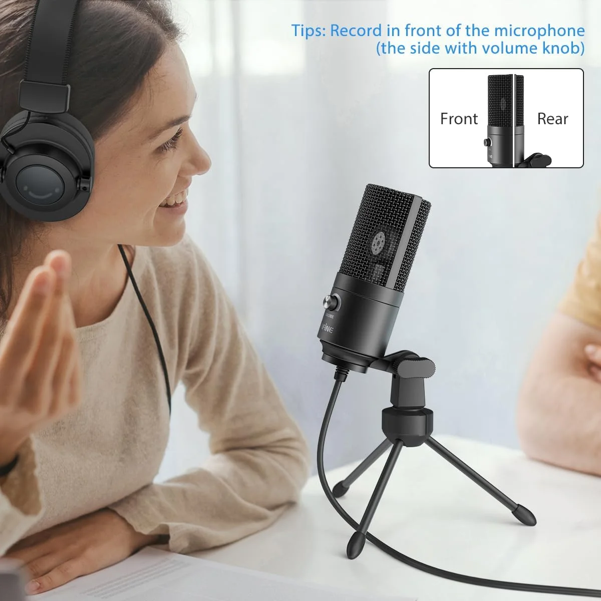میکروفون USB کامپیوتر FIFINE، میکروفون کاندنسر ضبط صدا برای پادکست، میکروفون فلزی رومیزی استودیویی با دکمه تنظیم گین، سازگار با مک و ویندوز، مشکی مدل Studio Mic-K669B میکروفون USB کامپیوتر FIFINE، میکروفون کاندنسر ضبط صدا برای پادکست، میکروفون فلزی رومیزی استودیویی با دکمه تنظیم گین، سازگار با مک و ویندوز، مشکی مدل Studio Mic-K669B