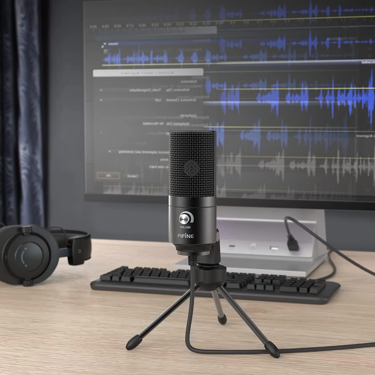 میکروفون USB کامپیوتر FIFINE، میکروفون کاندنسر ضبط صدا برای پادکست، میکروفون فلزی رومیزی استودیویی با دکمه تنظیم گین، سازگار با مک و ویندوز، مشکی مدل Studio Mic-K669B میکروفون USB کامپیوتر FIFINE، میکروفون کاندنسر ضبط صدا برای پادکست، میکروفون فلزی رومیزی استودیویی با دکمه تنظیم گین، سازگار با مک و ویندوز، مشکی مدل Studio Mic-K669B