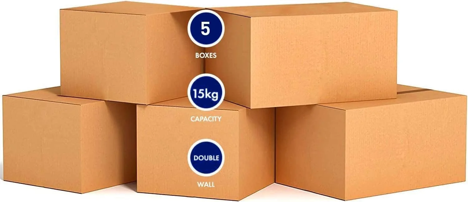 جعبه های مقوایی 5 لایه HOOJO® - بسته 5 عددی - 41 x 33 x 33 سانتی متر - کارتن های مقوایی دو جداره - جعبه های بسته بندی سنگین برای اسباب کشی، انبار و حمل و نقل - تحمل وزن تا 15 کیلوگرم (کوچک) جعبه های مقوایی 5 لایه HOOJO® - بسته 5 عددی - 41 x 33 x 33 سانتی متر - کارتن های مقوایی دو جداره - جعبه های بسته بندی سنگین برای اسباب کشی، انبار و حمل و نقل - تحمل وزن تا 15 کیلوگرم (کوچک)