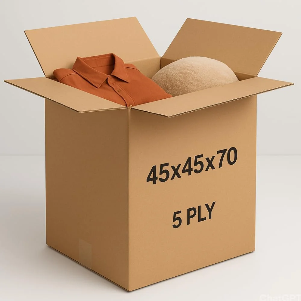 جعبه کارتن حمل و نقل 5 لایه سنگین 45x45x70 سانتی متر - جعبه مقوایی راه راه بسیار قوی برای بسته بندی، نگهداری، حمل و نقل و بسته بندی تجارت الکترونیک | تعداد 1 جعبه.