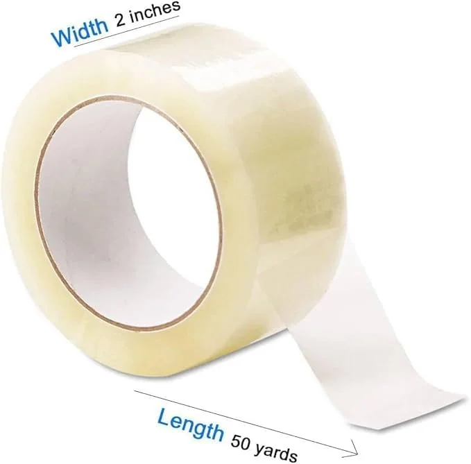 نوار چسب بسته بندی ECVV®، 1 رول، 5 سانتی متر x 45 متر، نوار بسته بندی قوی و سنگین برای بستن جعبه های پستی، جعبه های اسباب کشی، کیسه های پستی بزرگ، لوازم اداری، زرد