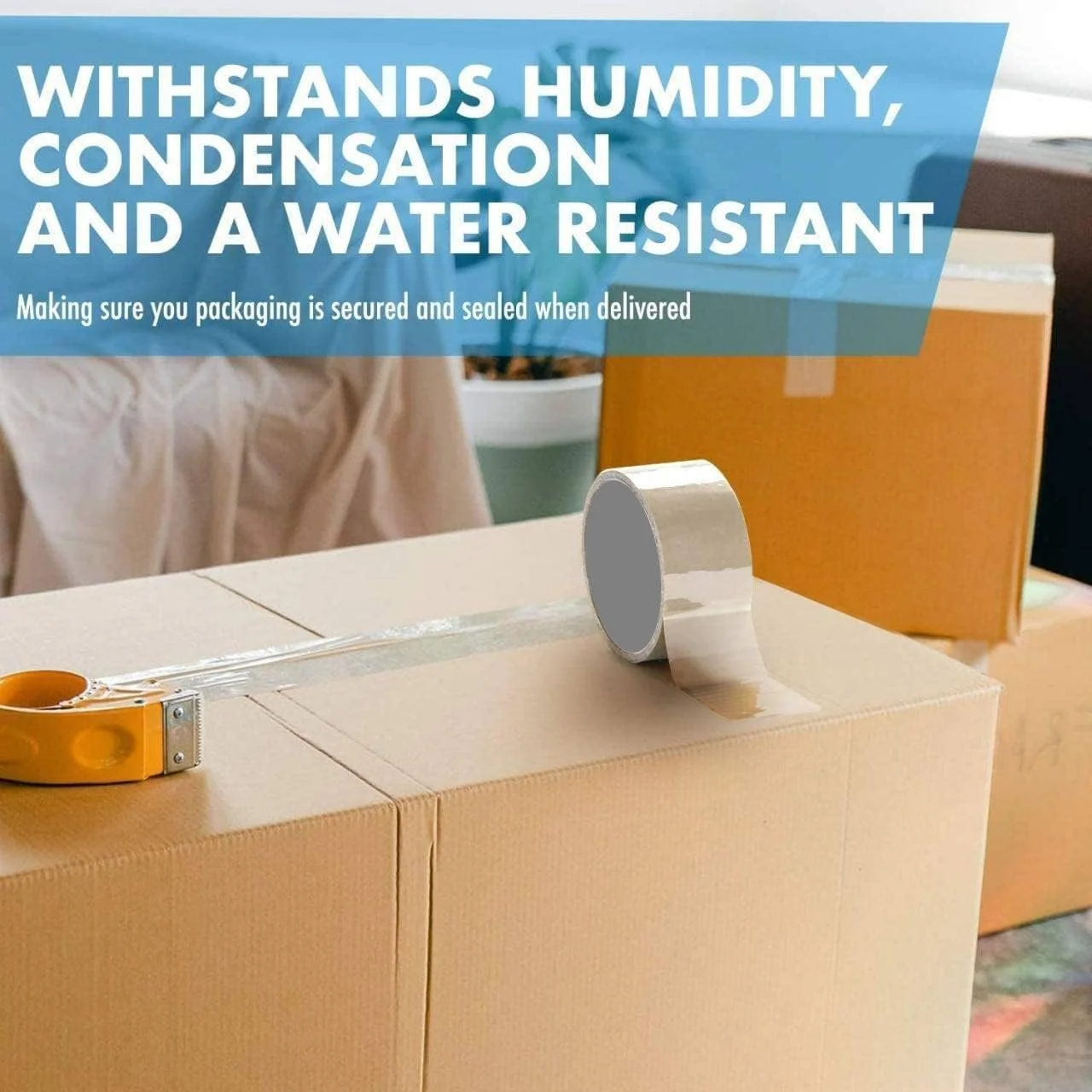 نوار چسب بسته بندی شفاف MARKQ | 5 سانتی متر × 45 متر نوار بسته بندی قوی و سنگین برای پلمپ جعبه های پستی، جعبه های اسباب کشی، کیسه های پستی بزرگ، لوازم اداری [1 رول]
