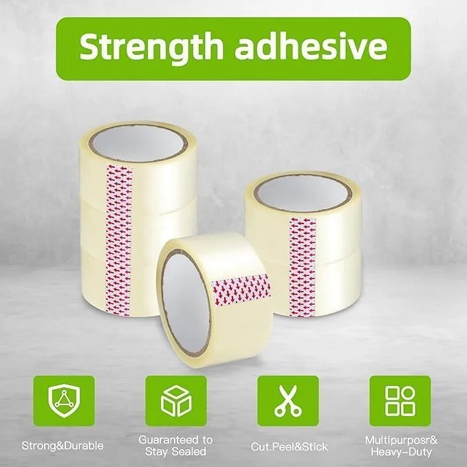 نوار بسته بندی شفاف و محکم ECVV، 100 متری، مناسب برای بسته بندی کارتن، اسباب کشی، ارسال، استفاده در اداره، انبار و مصارف تجاری