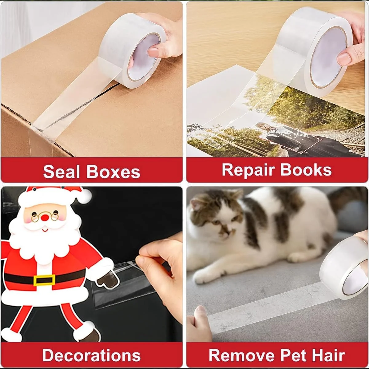 نوار بسته بندی شفاف ECVV، 6 عددی، نوار بسته بندی قوی و بادوام، نوارهای چسب قوی برای بسته بندی، حمل و نقل، اسباب کشی و پلمپ، 4.8 سانتی متر در 60 متر در هر رول، 6 رول