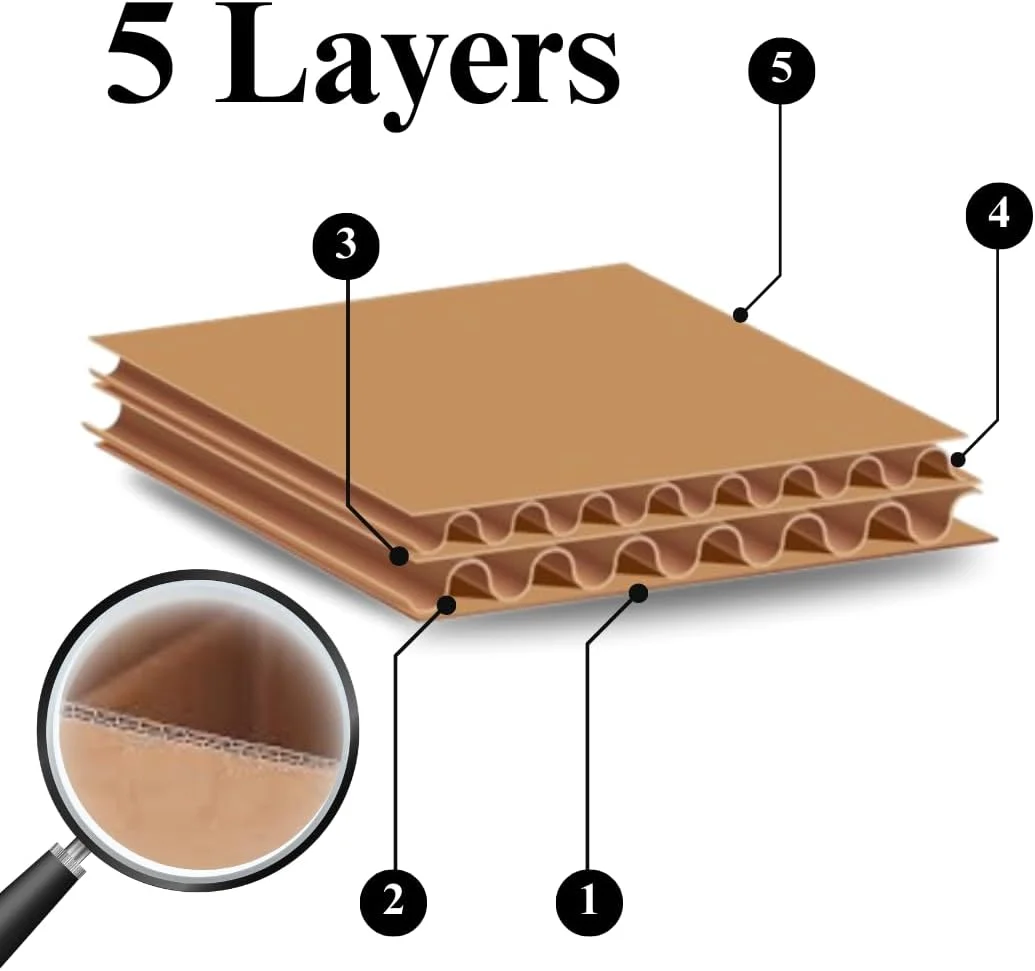 جعبه کارتن حمل و نقل 5 لایه سنگین 45x45x70 سانتی متر - جعبه مقوایی راه راه بسیار قوی برای بسته بندی، نگهداری، حمل و نقل و بسته بندی تجارت الکترونیک | تعداد 1 جعبه.