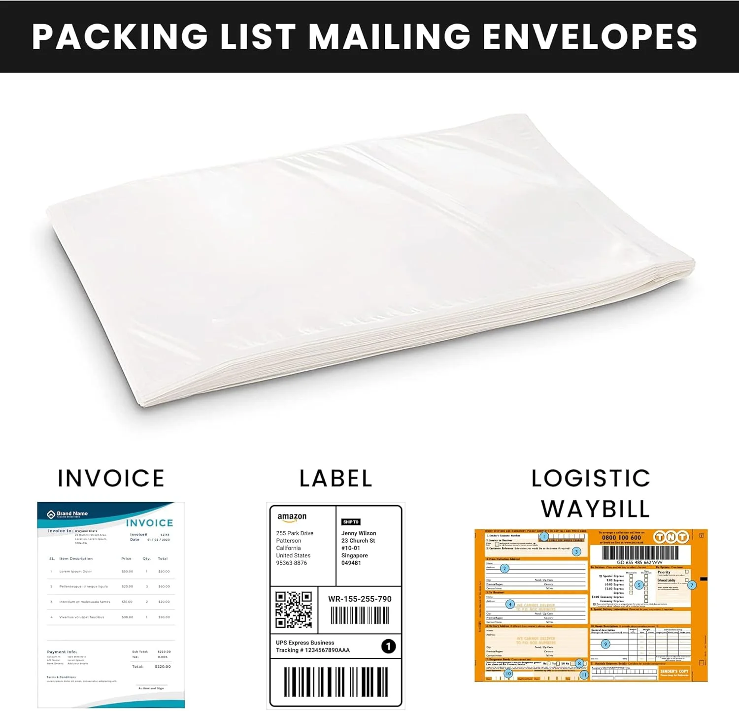 پاکت های برچسب حمل و نقل 100 عددی، 18x25 سانتی متر - پاکت های رسید بسته بندی با چسب خودکار، پاکت های لیست بسته بندی شفاف، نگهدارنده لیست پستی ضد آب برای اسناد فاکتور پاکت های برچسب حمل و نقل 100 عددی، 18x25 سانتی متر - پاکت های رسید بسته بندی با چسب خودکار، پاکت های لیست بسته بندی شفاف، نگهدارنده لیست پستی ضد آب برای اسناد فاکتور