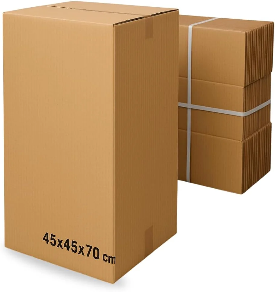 جعبه کارتن حمل و نقل 5 لایه سنگین 45x45x70 سانتی متر - جعبه مقوایی راه راه بسیار قوی برای بسته بندی، نگهداری، حمل و نقل و بسته بندی تجارت الکترونیک | تعداد 1 جعبه.