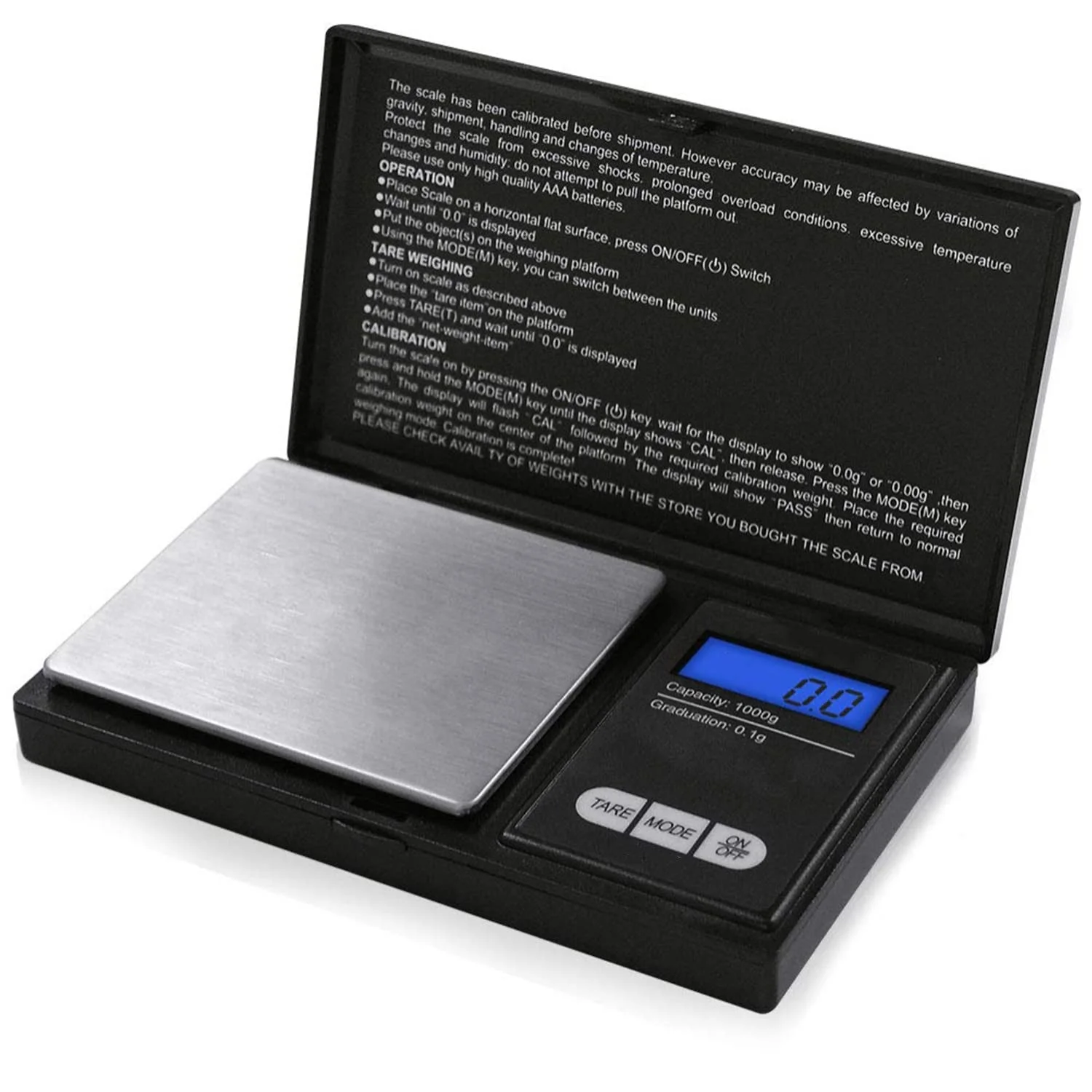 ترازوی جیبی دیجیتال کوچک ای وینر Smart Weigh، دقت 0.1 گرم، ظرفیت 1000 گرم، ترازوی دیجیتال گرم، ترازوی جواهرات، ترازوی مواد غذایی، ترازوی دارو، ترازوی آشپزخانه، چند منظوره، دارای باتری (1000 گرم/0.1 گرم)