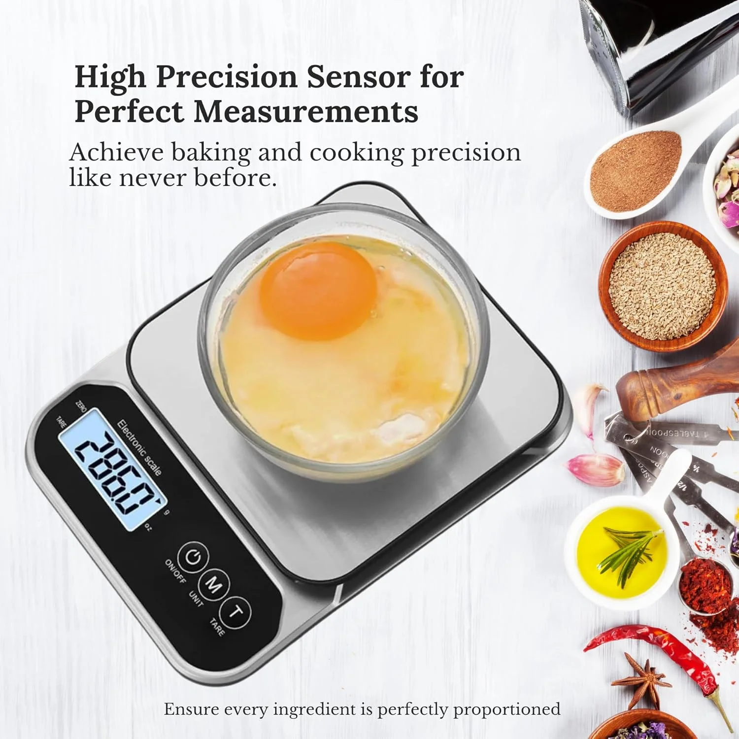 ترازوی آشپزخانه دیجیتال چند منظوره SYNAL، ترازوی مواد غذایی با حسگر دقت بالا و صفحه نمایش بزرگ، ترازوی قهوه، پلت فرم استیل ضد زنگ