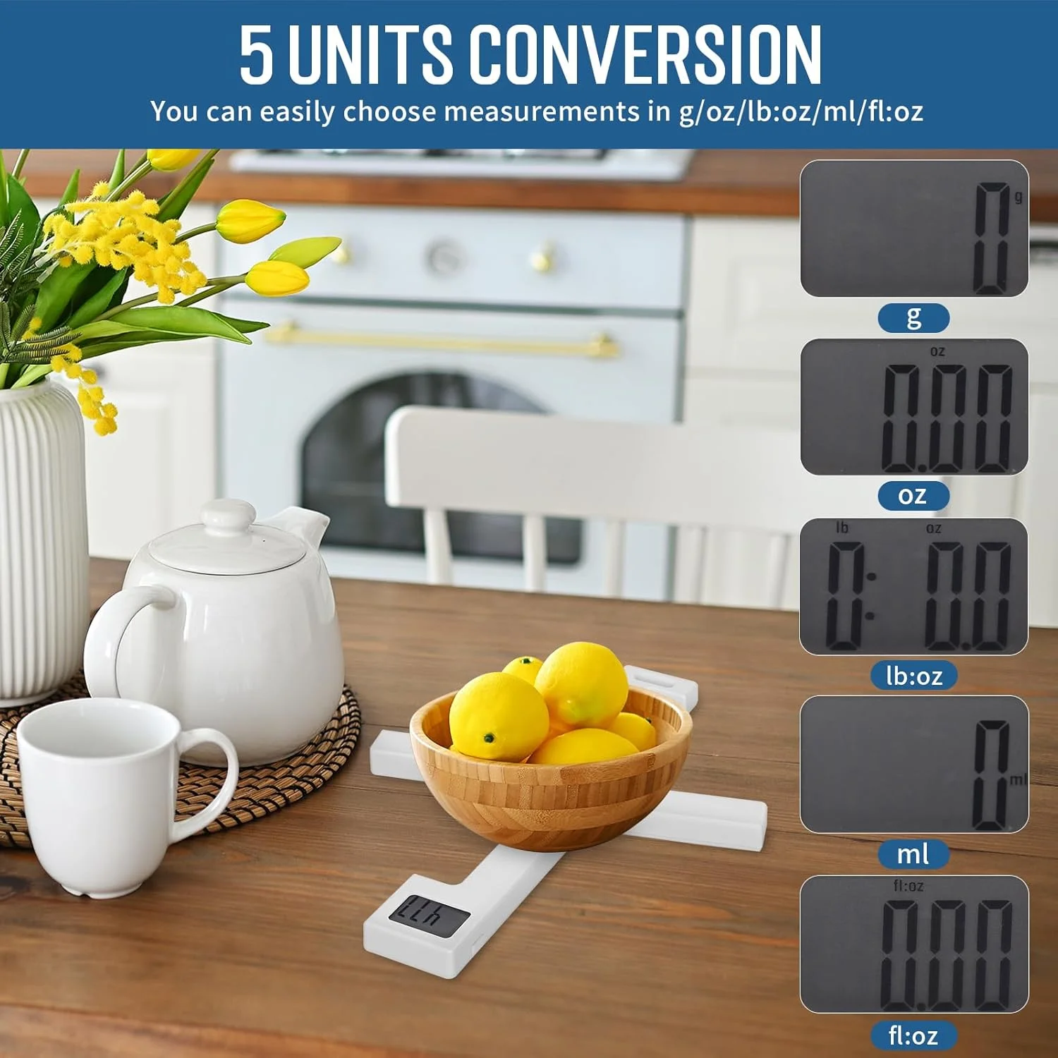 ترازوی آشپزخانه دیجیتال تاشو، ترازوی غذای قابل حمل، ترازوی مسافرتی با صفحه نمایش LCD، تبدیل واحد چندگانه، ترازوی کوچک و جمع و جور برای اندازه گیری میزان مصرف سالم
