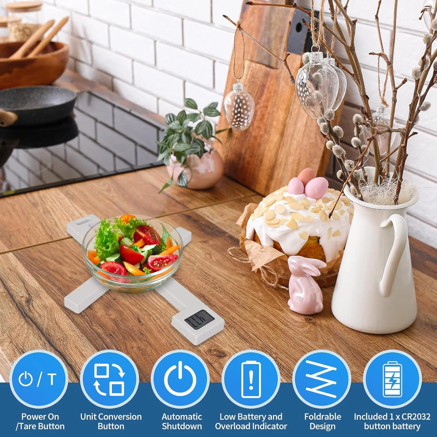 ترازوی آشپزخانه دیجیتال تاشو، ترازوی غذای قابل حمل، ترازوی مسافرتی با صفحه نمایش LCD، تبدیل واحد چندگانه، ترازوی کوچک و جمع و جور برای اندازه گیری میزان مصرف سالم