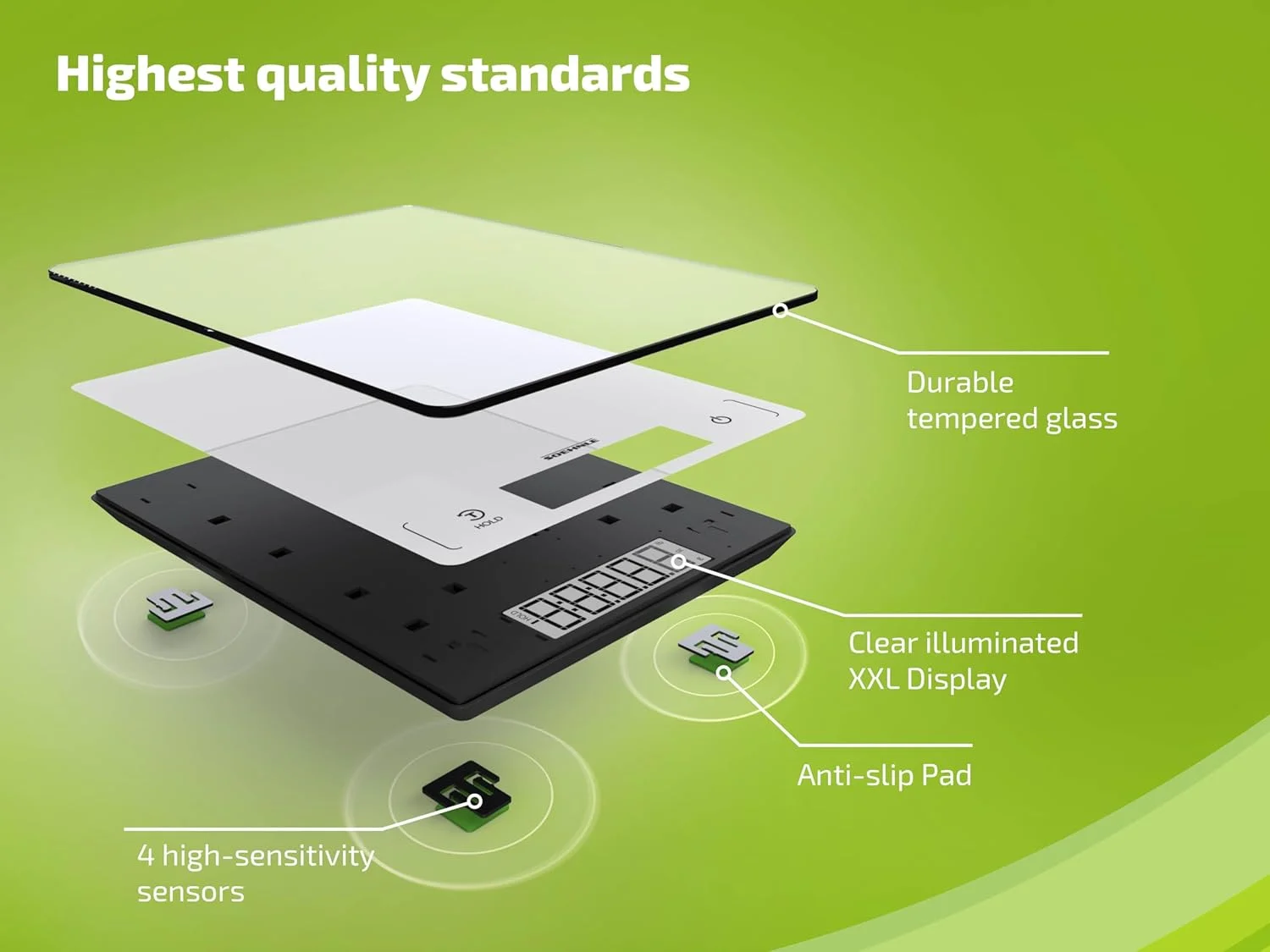 ترازوی آشپزخانه سونله مدل Page Profi 300، ترازوی دیجیتال مواد غذایی با صفحه لمسی، ترازوی دقیق گرمی برای اندازه گیری تا 20 کیلوگرم، ترازوی الکترونیکی با تایمر یکپارچه (رنگ: سفید)