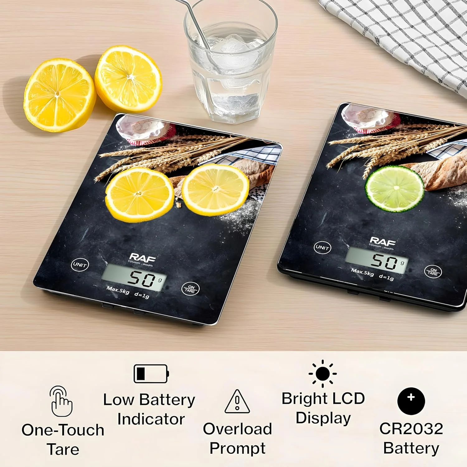 ترازو آشپزخانه دیجیتال Trivex، ترازوی غذای دیجیتال با دقت بالا با دکمه لمسی، صفحه نمایش LCD، دقت بالا، فوق العاده باریک، عملکرد تارا، پلت فرم فولاد ضد زنگ، اندازه گیری تا 22 پوند/5 کیلوگرم