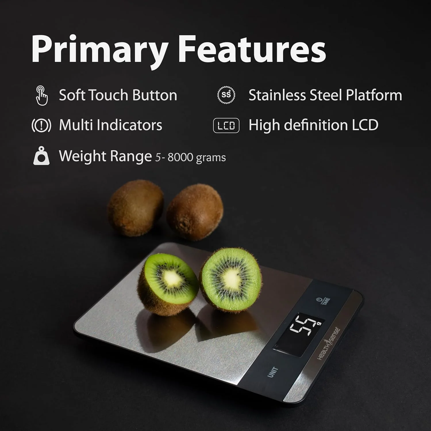 ترازو آشپزخانه HealthSense برای وزن کردن مواد غذایی، مناسب برای سلامتی، تناسب اندام، پخت و پز خانگی با صفحه استیل ضد زنگ، دکمه لمسی و عملکرد تارا - Chef-Mate KS 50 ترازو آشپزخانه HealthSense برای وزن کردن مواد غذایی، مناسب برای سلامتی، تناسب اندام، پخت و پز خانگی با صفحه استیل ضد زنگ، دکمه لمسی و عملکرد تارا - Chef-Mate KS 50