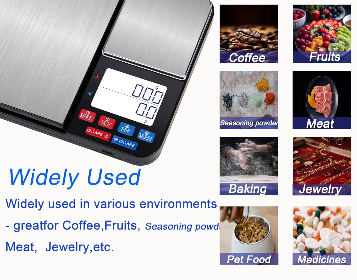 ترازوی آشپزخانه دیجیتال TERRIFI، ترازوی غذای دو پلتفرمی قابل شارژ با قاشق های اندازه گیری، ظرفیت دقیق (0.1 گرم/0.01 گرم)، مناسب برای کاهش وزن، پخت و پز و شیرینی پزی