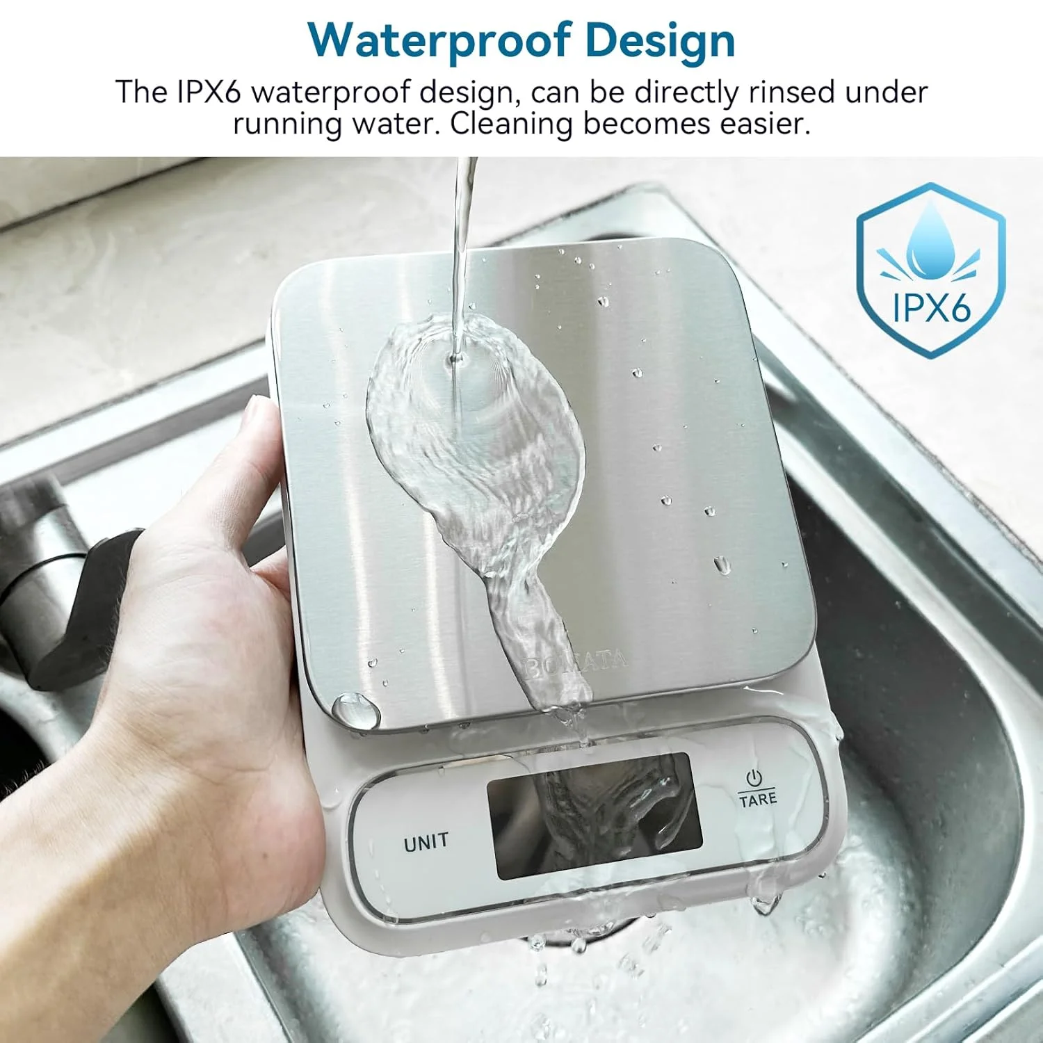 ترازوی آشپزخانه ضد آب BOMATA IPX6، دقت بالا 0.1 گرم/0.01 اونس، ترازوی دیجیتال با نور پس زمینه، پلت فرم توزین استیل ضد زنگ، برای غذا، پخت و پز، شیرینی پزی، کاهش وزن و غیره.. B619 سفید ترازوی آشپزخانه ضد آب BOMATA IPX6، دقت بالا 0.1 گرم/0.01 اونس، ترازوی دیجیتال با نور پس زمینه، پلت فرم توزین استیل ضد زنگ، برای غذا، پخت و پز، شیرینی پزی، کاهش وزن و غیره.. B619 سفید