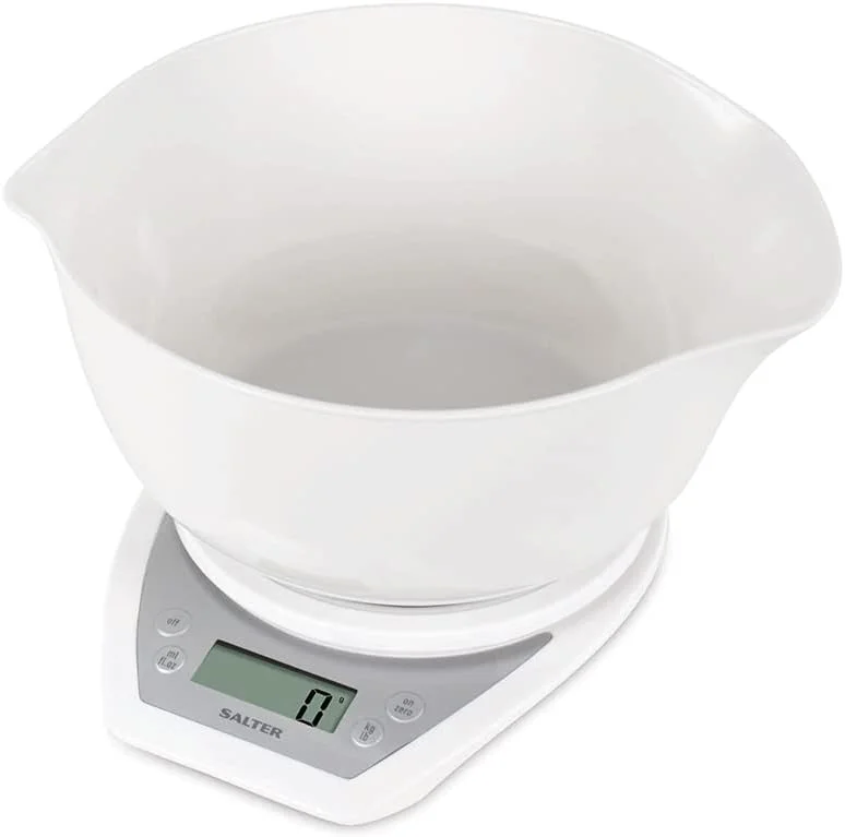 ترازوی آشپزخانه دیجیتال دوگانه Salter 1024 WHDR14 - شامل کاسه مخلوط کن 2 لیتری، دهانه های باریک و پهن برای مواد مرطوب و خشک، اندازه گیری مایعات، افزودن و وزن کردن، صفحه نمایش LCD با خوانایی آسان، ظرفیت 5 کیلوگرم ترازوی آشپزخانه دیجیتال دوگانه Salter 1024 WHDR14 - شامل کاسه مخلوط کن 2 لیتری، دهانه های باریک و پهن برای مواد مرطوب و خشک، اندازه گیری مایعات، افزودن و وزن کردن، صفحه نمایش LCD با خوانایی آسان، ظرفیت 5 کیلوگرم