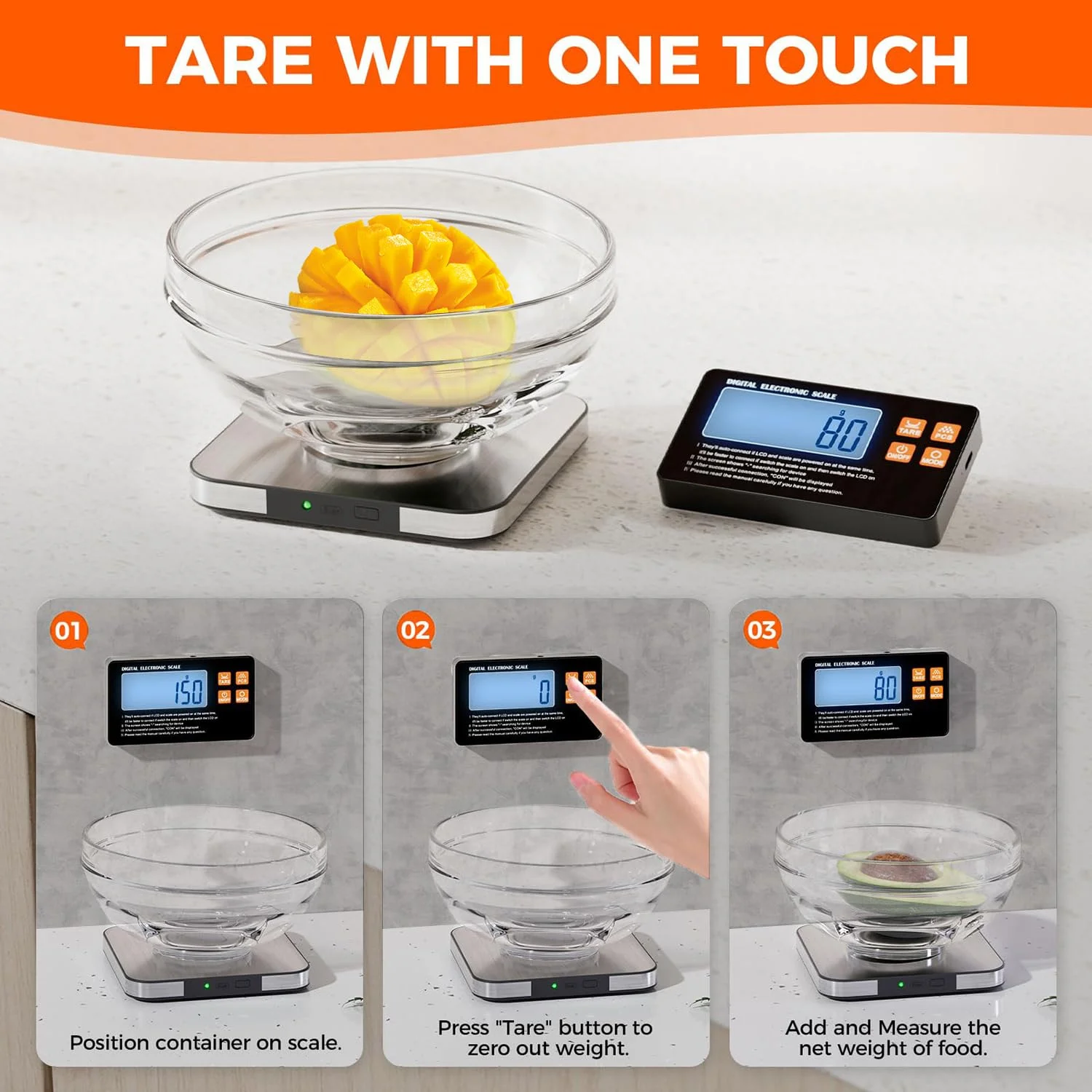 ترازوی آشپزخانه با صفحه نمایش ال سی دی بی سیم جداگانه، ترازوی دیجیتال 15 کیلوگرمی با دقت 1 گرم و 7 واحد عملکرد تارا، مناسب برای پخت و پز، آماده سازی غذا، شیر، رژیم غذایی و کاهش وزن ترازوی آشپزخانه با صفحه نمایش ال سی دی بی سیم جداگانه، ترازوی دیجیتال 15 کیلوگرمی با دقت 1 گرم و 7 واحد عملکرد تارا، مناسب برای پخت و پز، آماده سازی غذا، شیر، رژیم غذایی و کاهش وزن