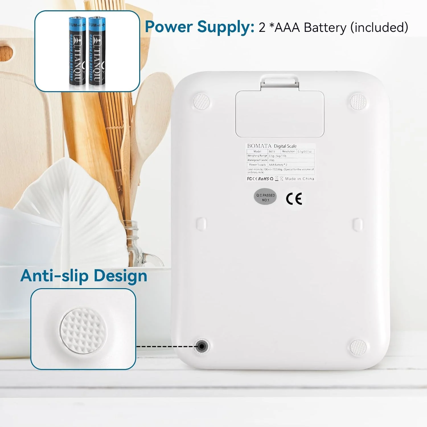 ترازوی آشپزخانه ضد آب BOMATA IPX6، دقت بالا 0.1 گرم/0.01 اونس، ترازوی دیجیتال با نور پس زمینه، پلت فرم توزین استیل ضد زنگ، برای غذا، پخت و پز، شیرینی پزی، کاهش وزن و غیره.. B619 سفید ترازوی آشپزخانه ضد آب BOMATA IPX6، دقت بالا 0.1 گرم/0.01 اونس، ترازوی دیجیتال با نور پس زمینه، پلت فرم توزین استیل ضد زنگ، برای غذا، پخت و پز، شیرینی پزی، کاهش وزن و غیره.. B619 سفید