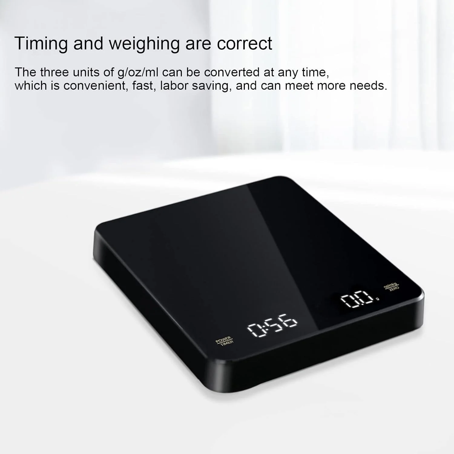 ترازوی قهوه الکترونیکی Junlucki، ترازوی الکترونیکی 3 کیلوگرمی با دقت بالا، مقاوم در برابر درجه حرارت بالا، قابل شارژ، 3 واحد برای مصارف خانگی و سبزیجات