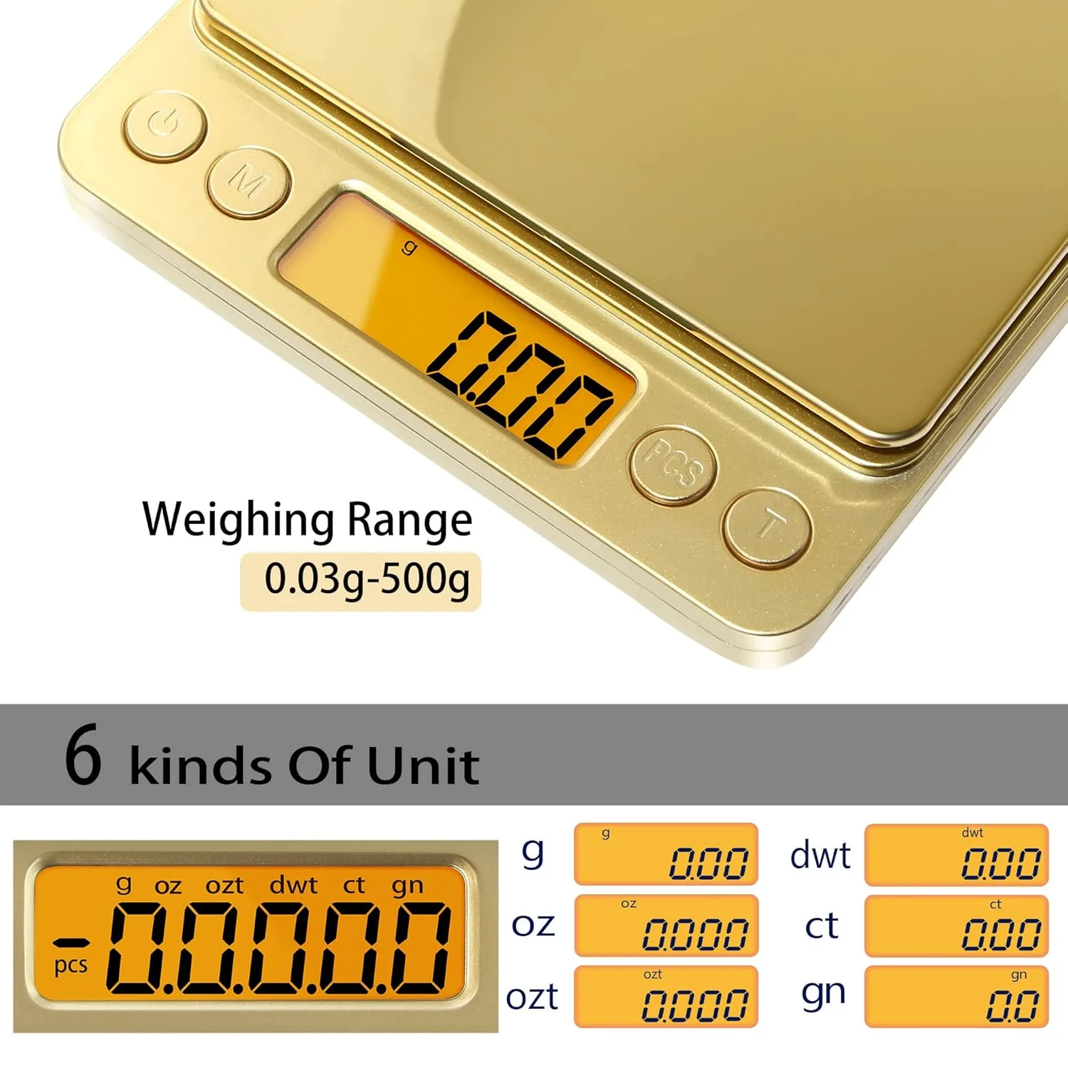 ترازوی دیجیتال Fuzion با دقت 0.01 گرم، ترازوی کوچک 500 گرمی برای جواهرات کوچک، طلا، گیاهان دارویی، ادویه جات - وزن بر حسب گرم و اونس