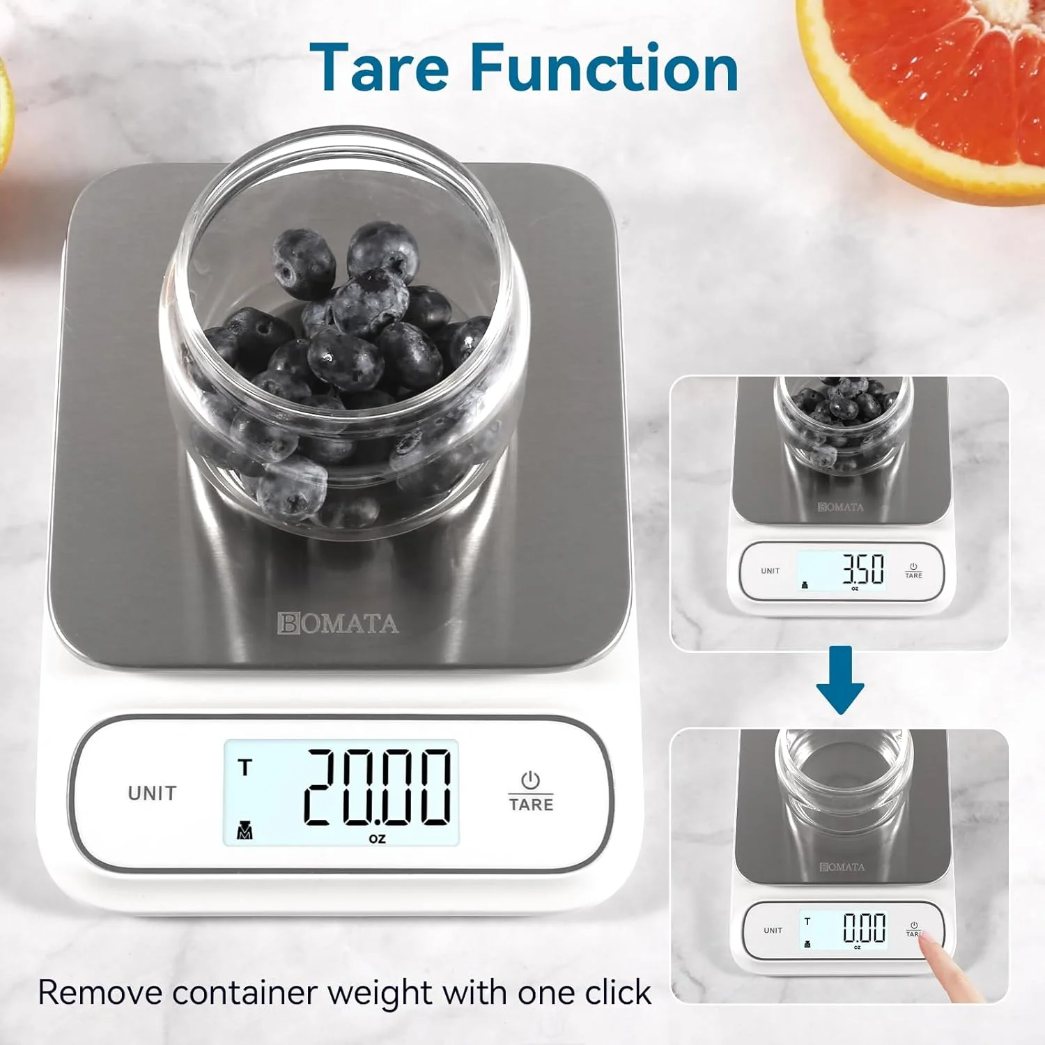 ترازوی آشپزخانه ضد آب BOMATA IPX6، دقت بالا 0.1 گرم/0.01 اونس، ترازوی دیجیتال با نور پس زمینه، پلت فرم توزین استیل ضد زنگ، برای غذا، پخت و پز، شیرینی پزی، کاهش وزن و غیره.. B619 سفید ترازوی آشپزخانه ضد آب BOMATA IPX6، دقت بالا 0.1 گرم/0.01 اونس، ترازوی دیجیتال با نور پس زمینه، پلت فرم توزین استیل ضد زنگ، برای غذا، پخت و پز، شیرینی پزی، کاهش وزن و غیره.. B619 سفید