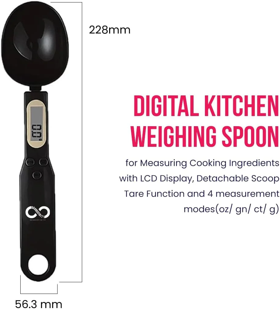 ترازو قاشقی دیجیتال BRANDSFINITY، ابزار اندازه گیری دقیق برای استفاده در آشپزخانه و آزمایشگاه، ترازوی کوچک غذا برای آشپزخانه و مصارف گوناگون، مشکی ترازو قاشقی دیجیتال BRANDSFINITY، ابزار اندازه گیری دقیق برای استفاده در آشپزخانه و آزمایشگاه، ترازوی کوچک غذا برای آشپزخانه و مصارف گوناگون، مشکی