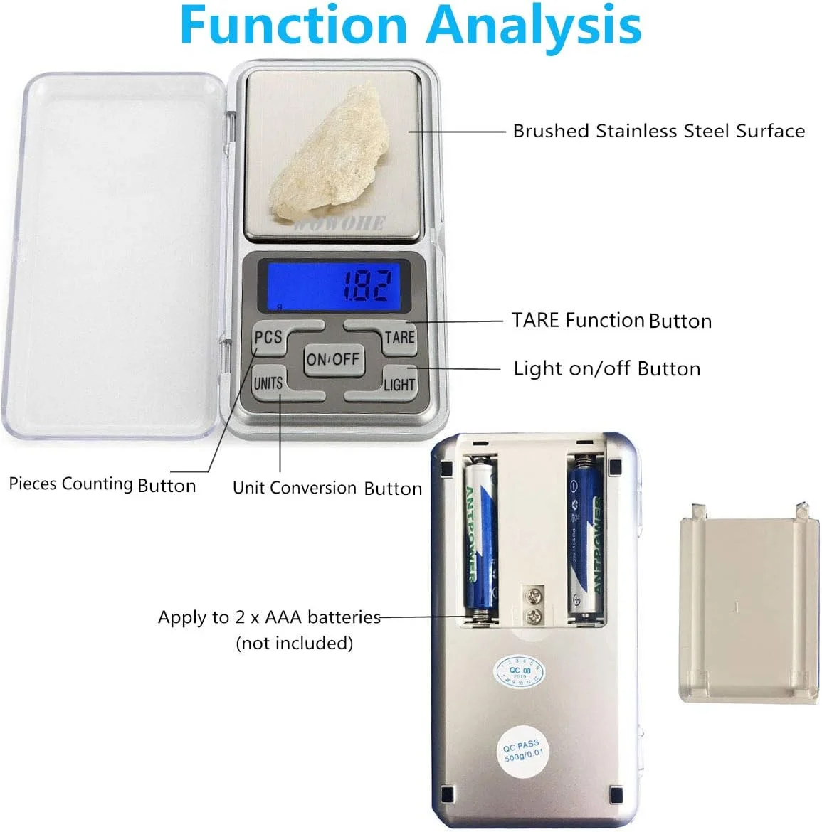 ترازوی جیبی دیجیتال مسافرتی WOWOHE، ظرفیت 500 گرم، مناسب آشپزخانه، کوچک، مینیاتوری، آزمایشگاهی، با دقت بالا ترازوی جیبی دیجیتال مسافرتی WOWOHE، ظرفیت 500 گرم، مناسب آشپزخانه، کوچک، مینیاتوری، آزمایشگاهی، با دقت بالا