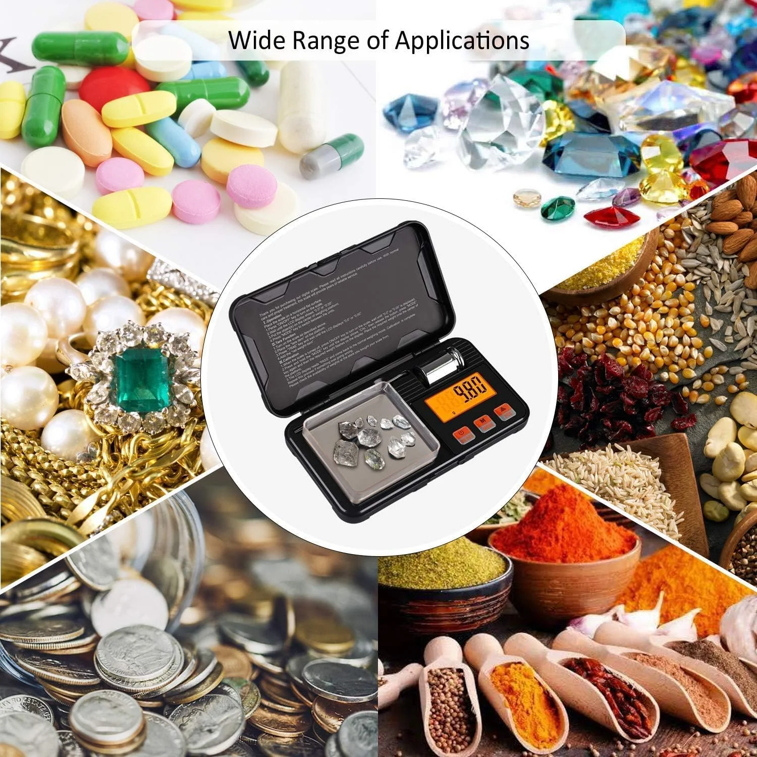 ترازوی دیجیتال ECVV با ظرفیت 200 گرم و دقت 0.01 گرم، اندازه جیبی، دارای وزنه کالیبراسیون 50 گرمی، 6 واحد تبدیل، صفحه نمایش LCD با نور پس زمینه، مناسب برای جواهرات/دارو/غذا/پودر/سکه