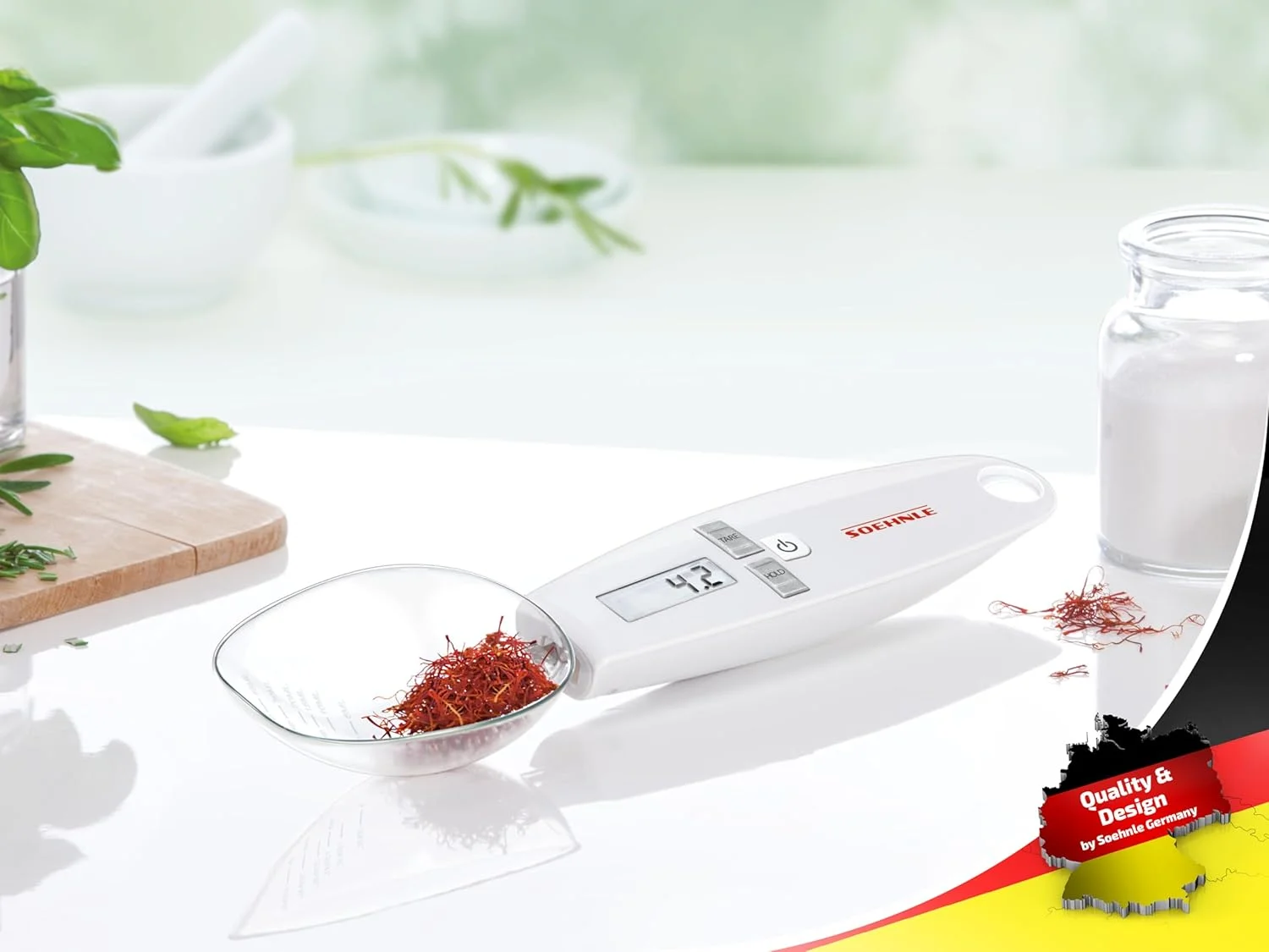 قاشق اندازه گیری دیجیتال Soehnle Cooking Star با دقت 0.1 گرم و ظرفیت 500 گرم، ترازوی قاشق توزین برای کمترین مقدارها، قاشق اندازه گیری الکترونیکی دقیق برای ادویه جات