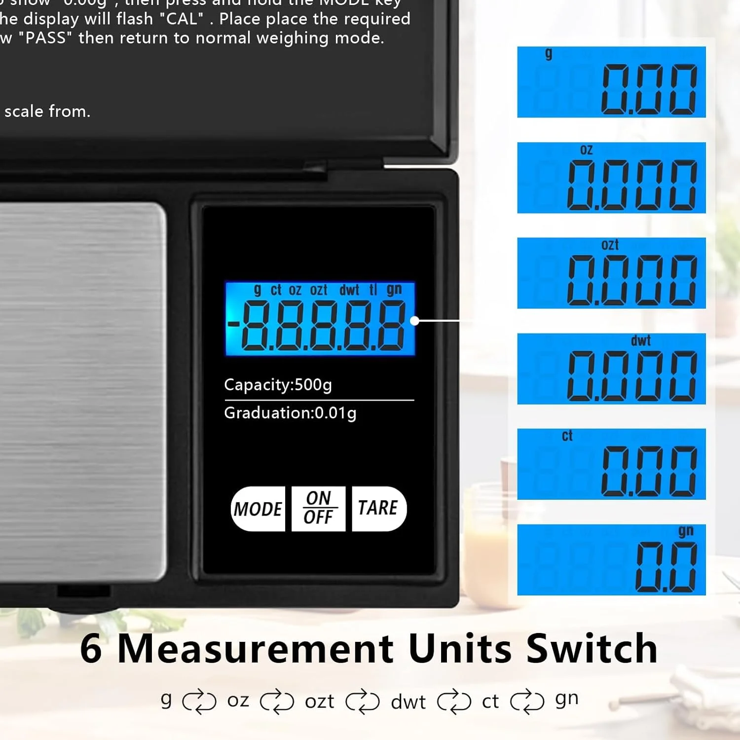 ترازوی جیبی KASTWAVE، ترازوی دقیق 500 گرمی با دقت 0.01 گرم برای جواهرات، سکه، مواد غذایی، ترازوی جیبی آشپزخانه با قابلیت صفر کردن، صفحه نمایش با نور پس زمینه، خاموش شدن خودکار، مناسب برای ترازوی غذای مسافرتی ترازوی جیبی KASTWAVE، ترازوی دقیق 500 گرمی با دقت 0.01 گرم برای جواهرات، سکه، مواد غذایی، ترازوی جیبی آشپزخانه با قابلیت صفر کردن، صفحه نمایش با نور پس زمینه، خاموش شدن خودکار، مناسب برای ترازوی غذای مسافرتی