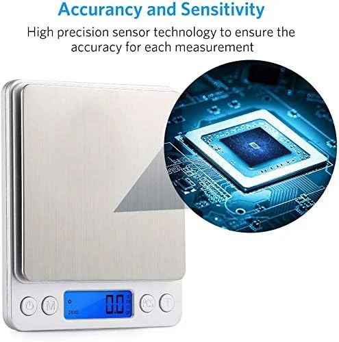 ترازو آشپزخانه دیجیتال eWINNER با دقت 0.1 گرم و ظرفیت 2000 گرم، ترازوی جیبی کوچک استیل ضد زنگ دقیق برای اندازه گیری وزن طلا و جواهرات