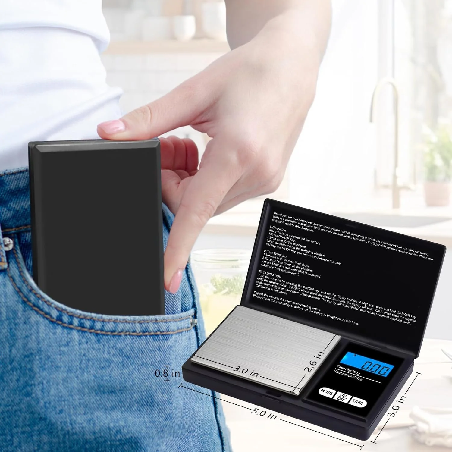 ترازوی جیبی KASTWAVE، ترازوی دقیق 500 گرمی با دقت 0.01 گرم برای جواهرات، سکه، مواد غذایی، ترازوی جیبی آشپزخانه با قابلیت صفر کردن، صفحه نمایش با نور پس زمینه، خاموش شدن خودکار، مناسب برای ترازوی غذای مسافرتی ترازوی جیبی KASTWAVE، ترازوی دقیق 500 گرمی با دقت 0.01 گرم برای جواهرات، سکه، مواد غذایی، ترازوی جیبی آشپزخانه با قابلیت صفر کردن، صفحه نمایش با نور پس زمینه، خاموش شدن خودکار، مناسب برای ترازوی غذای مسافرتی