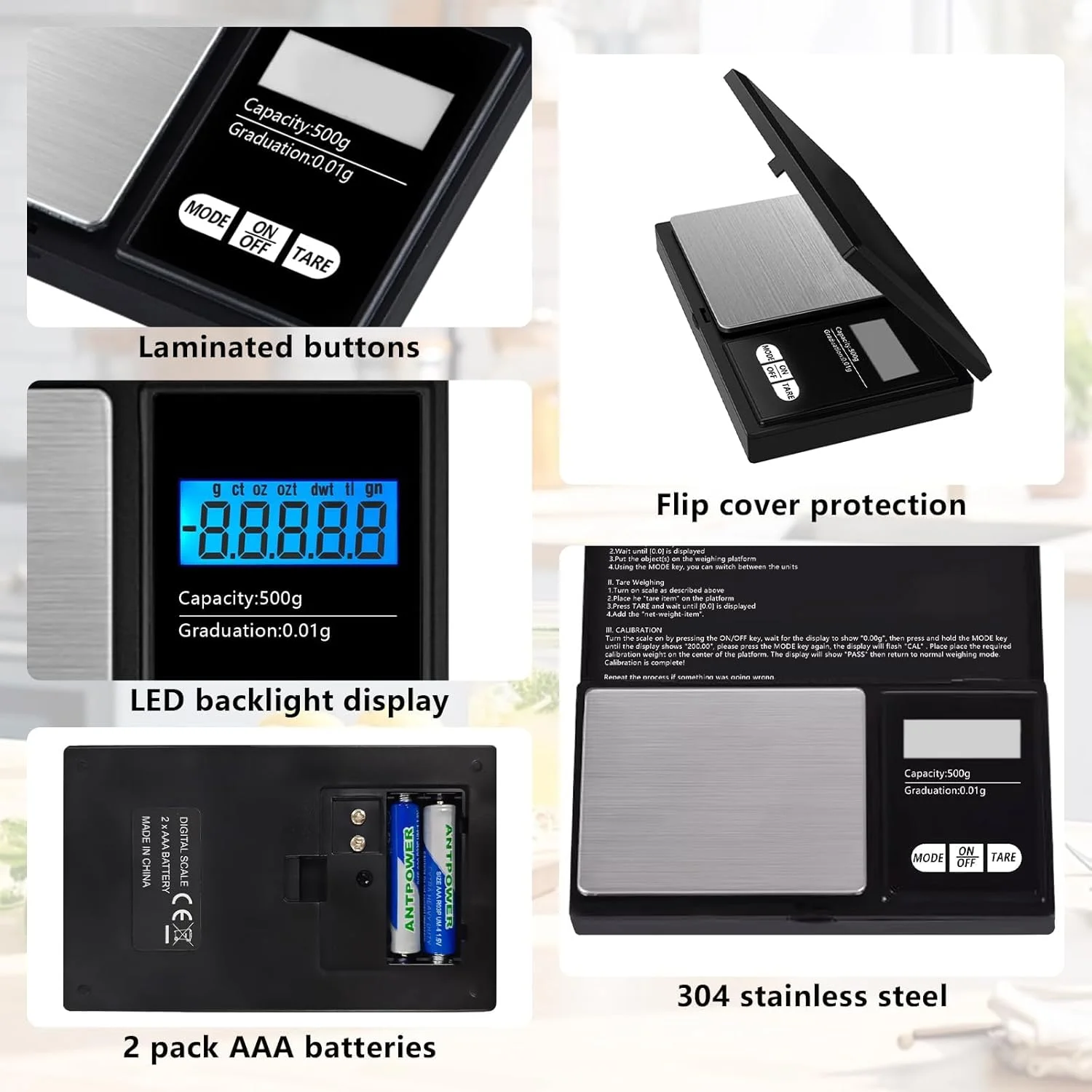 ترازوی جیبی KASTWAVE، ترازوی دقیق 500 گرمی با دقت 0.01 گرم برای جواهرات، سکه، مواد غذایی، ترازوی جیبی آشپزخانه با قابلیت صفر کردن، صفحه نمایش با نور پس زمینه، خاموش شدن خودکار، مناسب برای ترازوی غذای مسافرتی ترازوی جیبی KASTWAVE، ترازوی دقیق 500 گرمی با دقت 0.01 گرم برای جواهرات، سکه، مواد غذایی، ترازوی جیبی آشپزخانه با قابلیت صفر کردن، صفحه نمایش با نور پس زمینه، خاموش شدن خودکار، مناسب برای ترازوی غذای مسافرتی