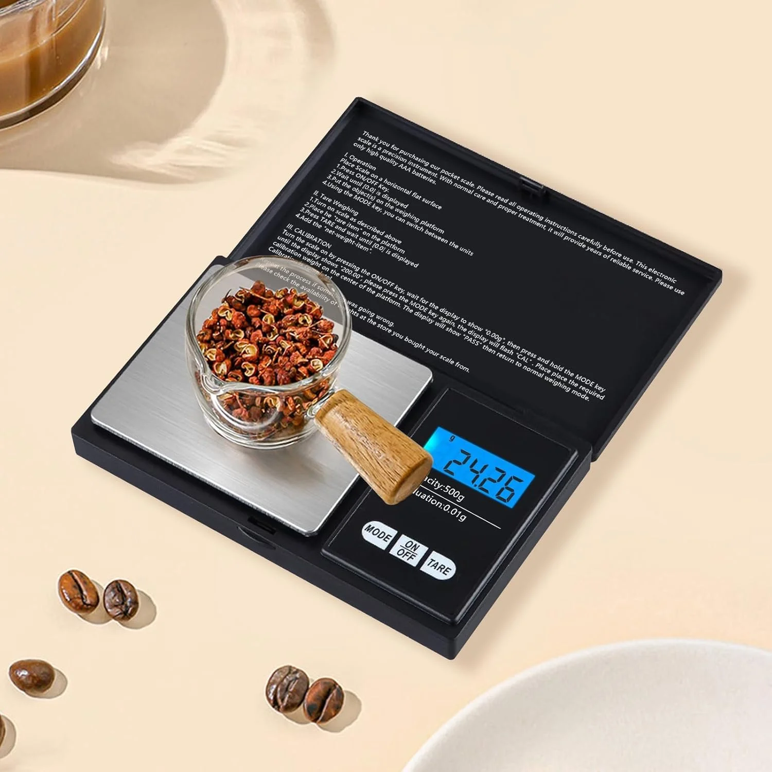 ترازوی جیبی KASTWAVE، ترازوی دقیق 500 گرمی با دقت 0.01 گرم برای جواهرات، سکه، مواد غذایی، ترازوی جیبی آشپزخانه با قابلیت صفر کردن، صفحه نمایش با نور پس زمینه، خاموش شدن خودکار، مناسب برای ترازوی غذای مسافرتی ترازوی جیبی KASTWAVE، ترازوی دقیق 500 گرمی با دقت 0.01 گرم برای جواهرات، سکه، مواد غذایی، ترازوی جیبی آشپزخانه با قابلیت صفر کردن، صفحه نمایش با نور پس زمینه، خاموش شدن خودکار، مناسب برای ترازوی غذای مسافرتی