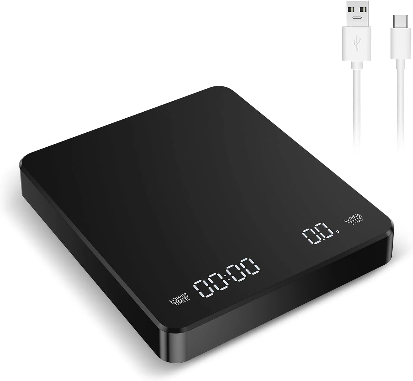 ترازوی دیجیتال قهوه با تایمر، ترازوی آشپزخانه قابل شارژ 3 کیلوگرم/0.1 گرم با صفحه نمایش نامرئی، ترازوی مواد غذایی با 3 واحد، PCS، Tare & Auto No/Off، اندازه گیری در گرم، اونس و میلی لیتر ترازوی دیجیتال قهوه با تایمر، ترازوی آشپزخانه قابل شارژ 3 کیلوگرم/0.1 گرم با صفحه نمایش نامرئی، ترازوی مواد غذایی با 3 واحد، PCS، Tare & Auto No/Off، اندازه گیری در گرم، اونس و میلی لیتر